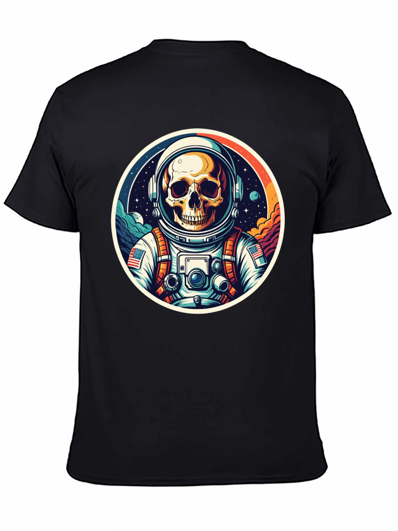 Black Astronaut Skull Black T-Shirt view 4