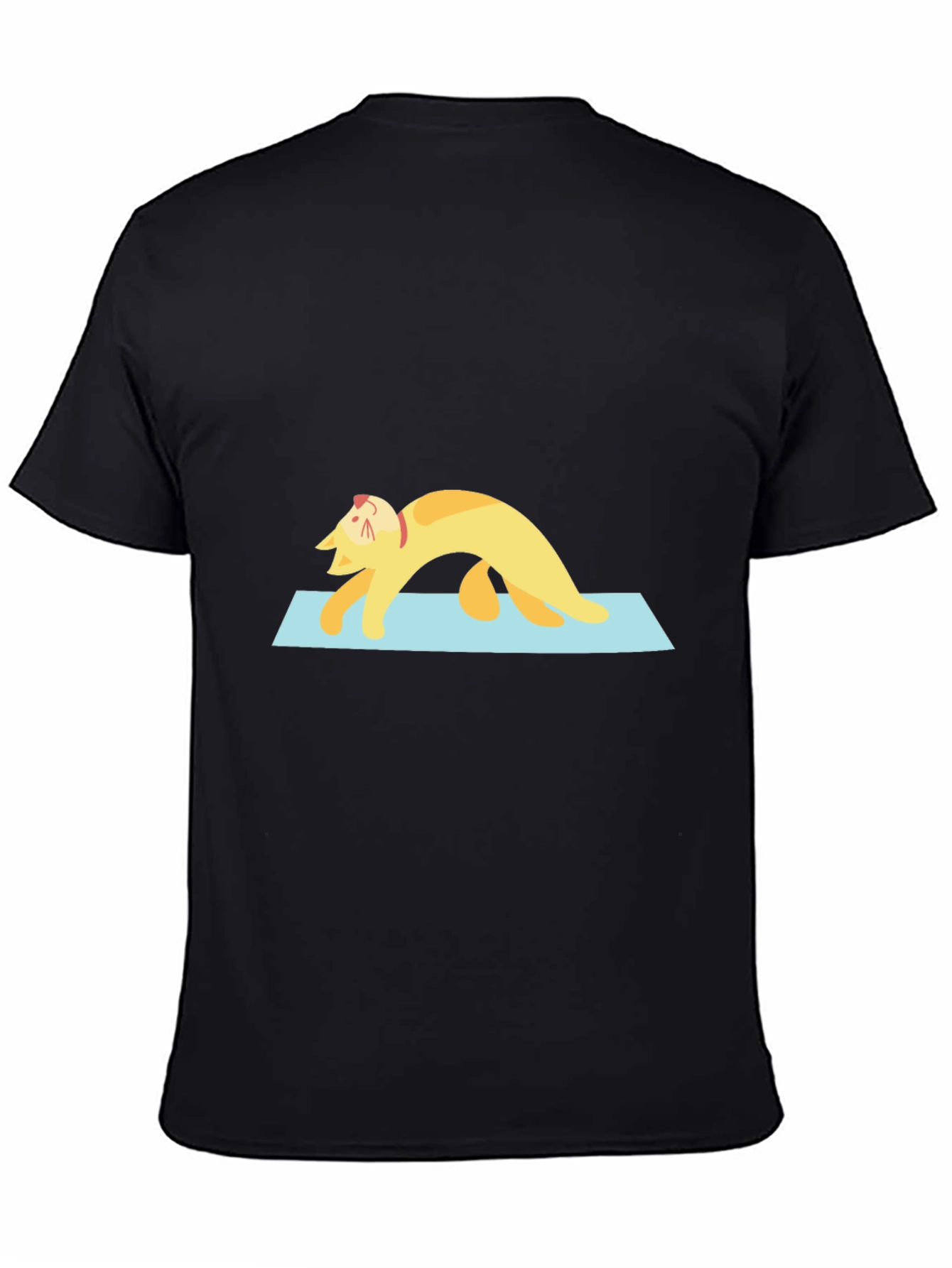Black Yoga Cat Black T-Shirt view 4