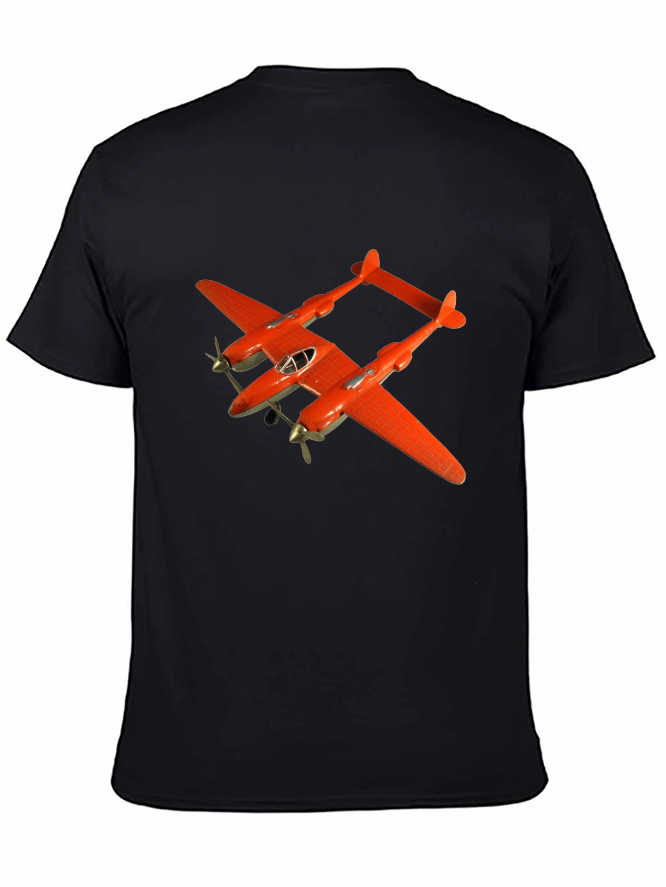 Black Retro Plane T-Shirt - Black Cotton Tee view 4