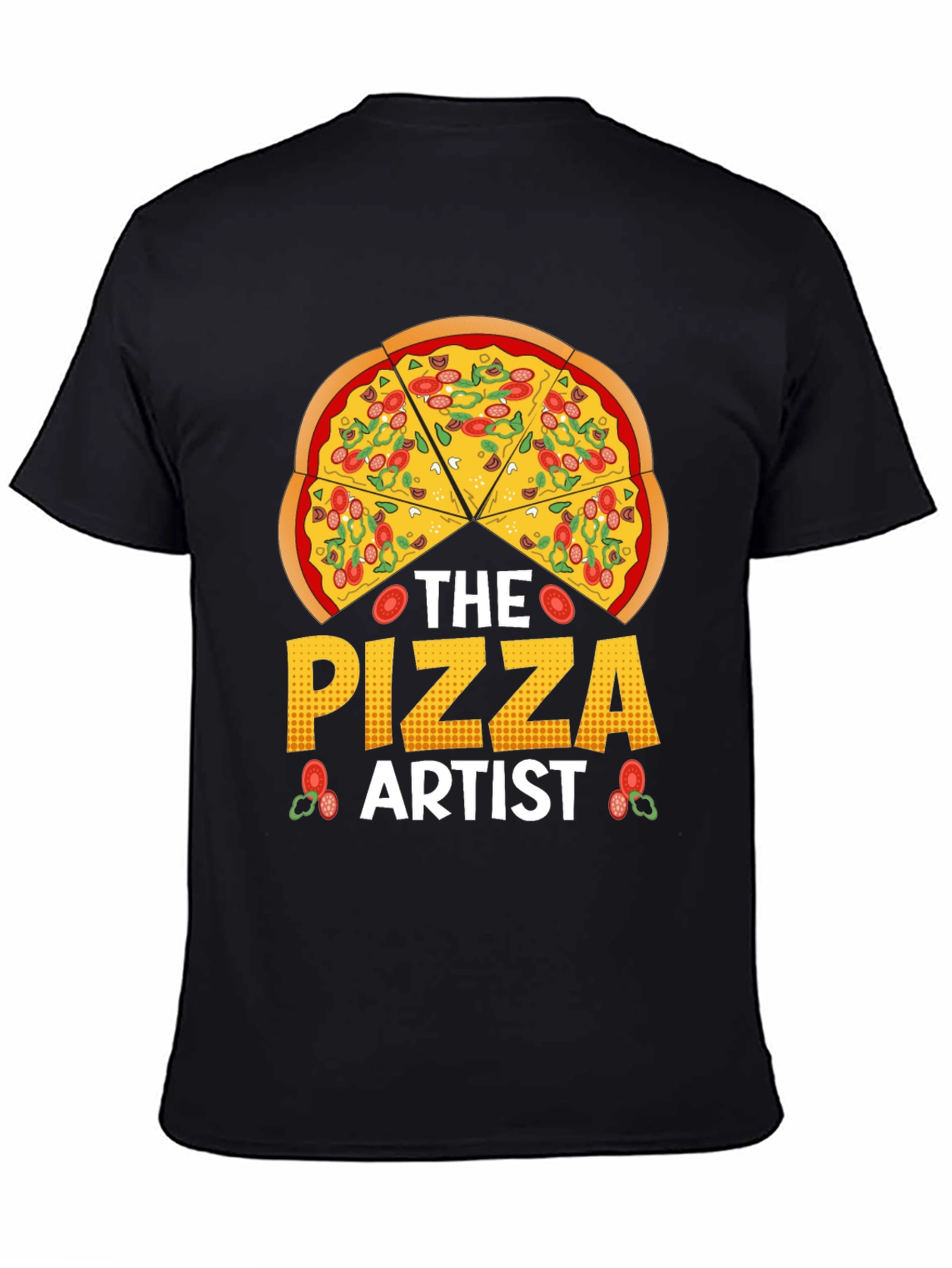 Black The Pizza Artist T-Shirt - Foodie Graphic Tee view 4