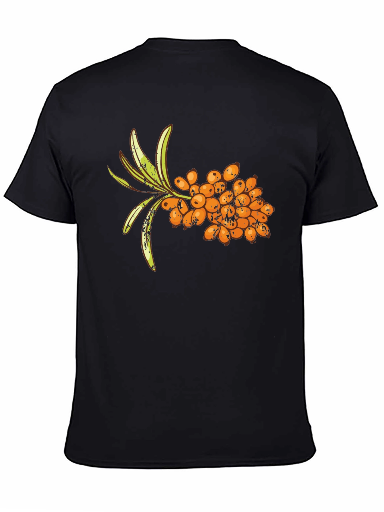 Black Sea Buckthorn Berry T-Shirt - Unique Fruit Design view 4