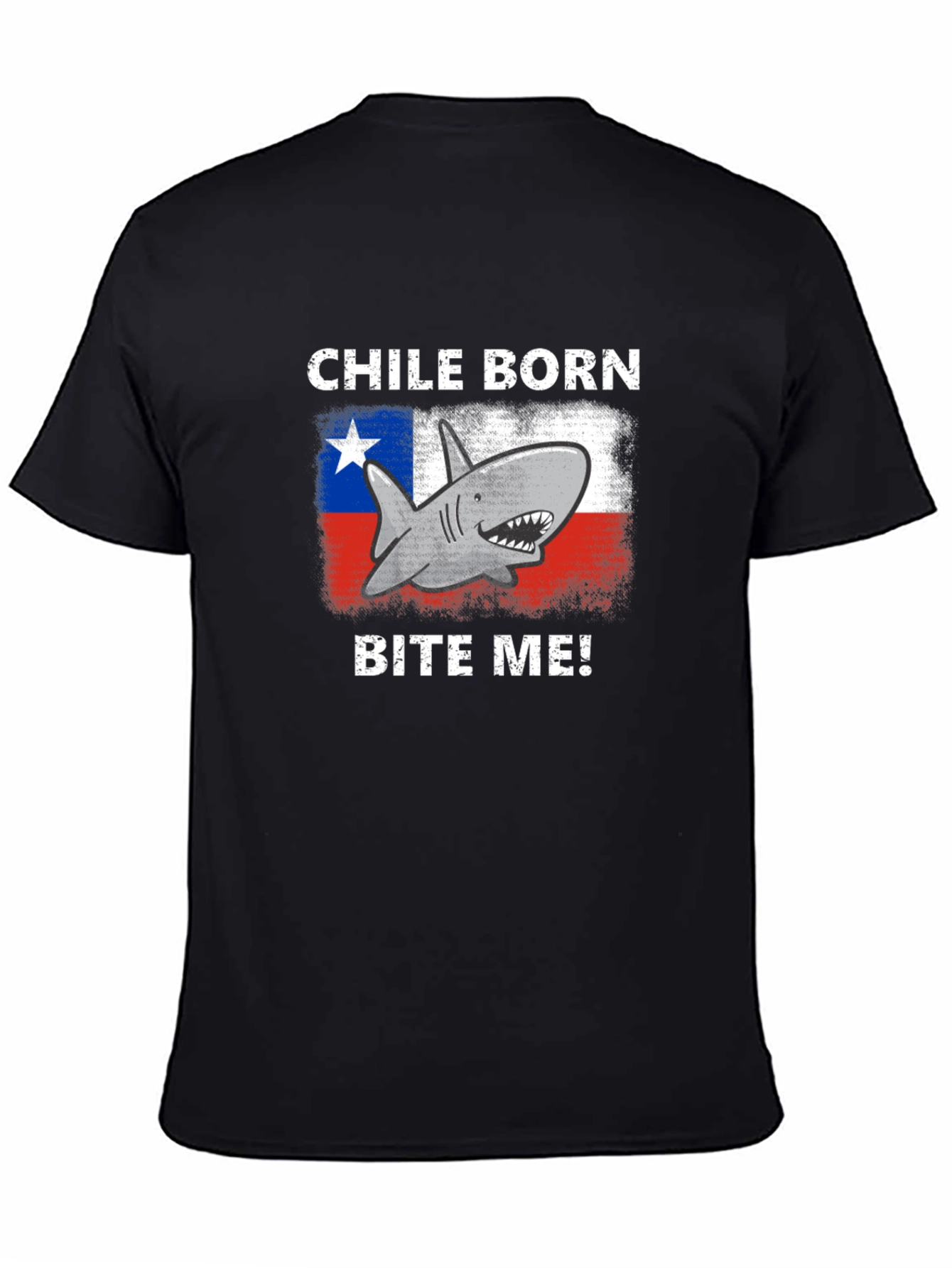 Black Chile Born Shark Bite Me! Graphic T-Shirt view 4