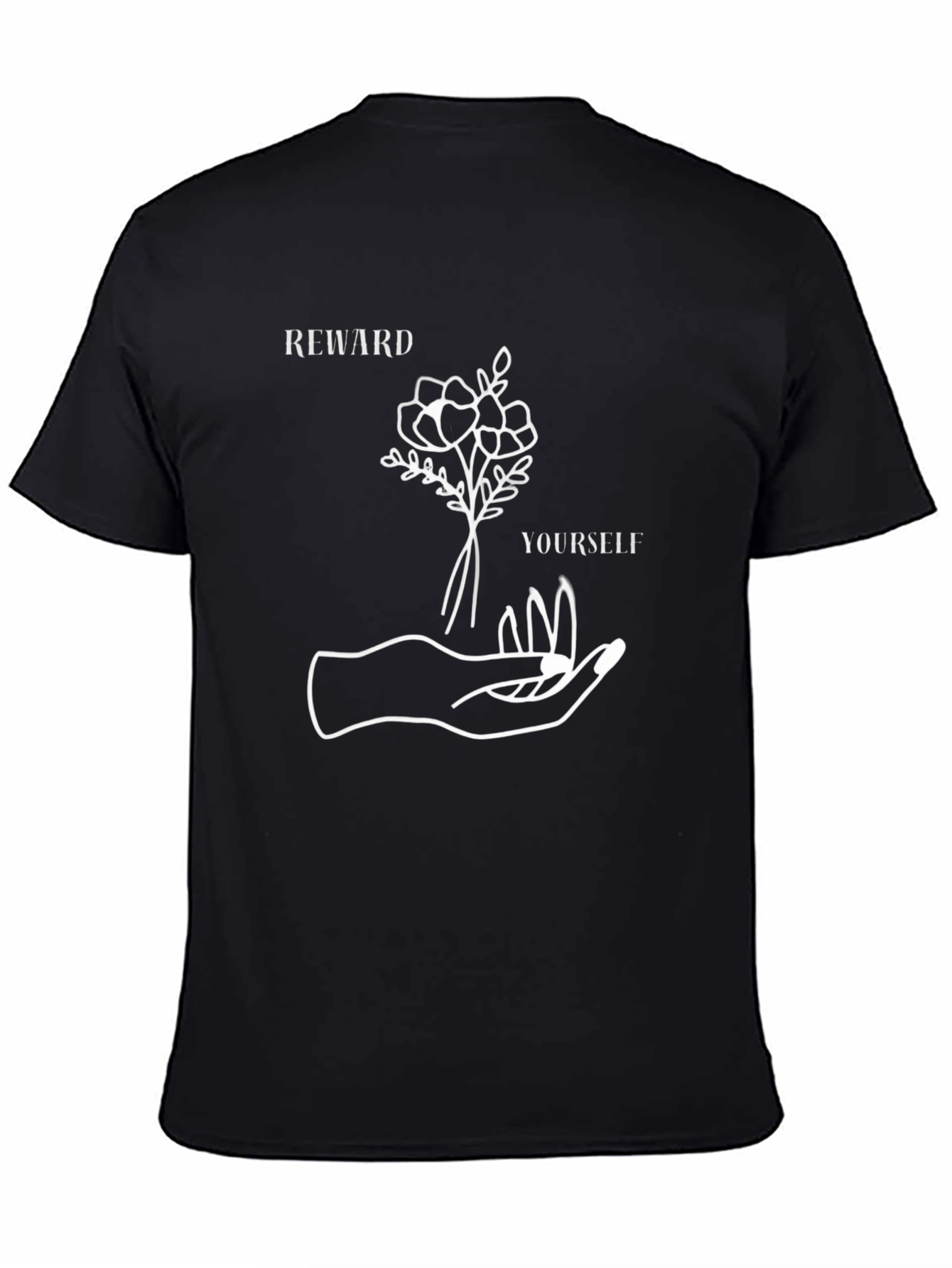 Black Reward Yourself Graphic Tee - Black Cotton Casual T-Shirt view 4