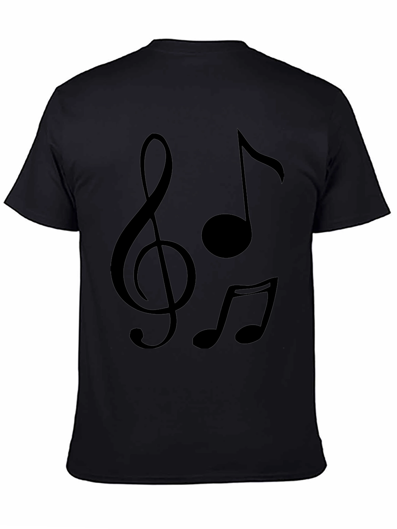 Black Musical Notes Graphic T-Shirt - Black Crew Neck Tee view 4