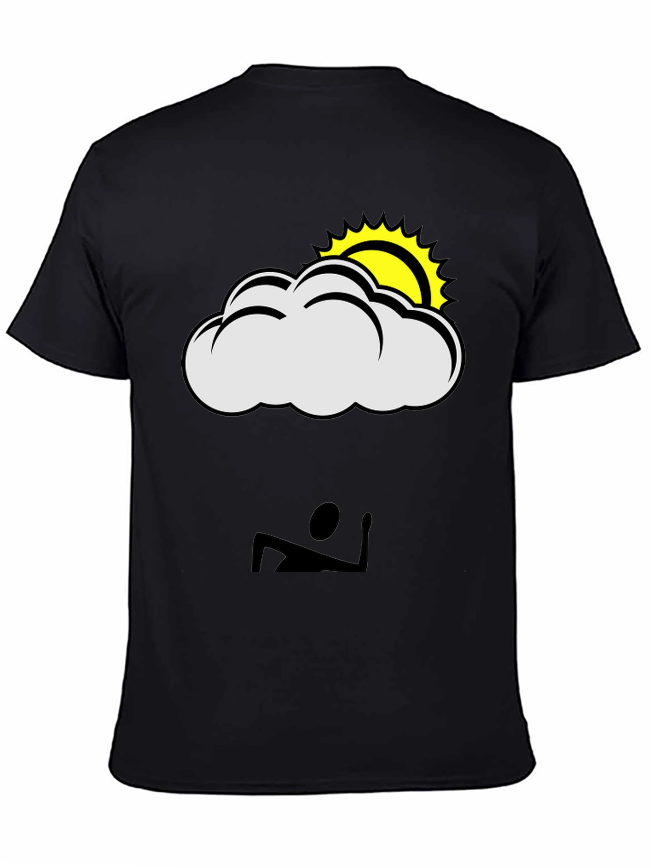 Black Cloud & Sun Graphic T-Shirt - Black Casual Tee view 4