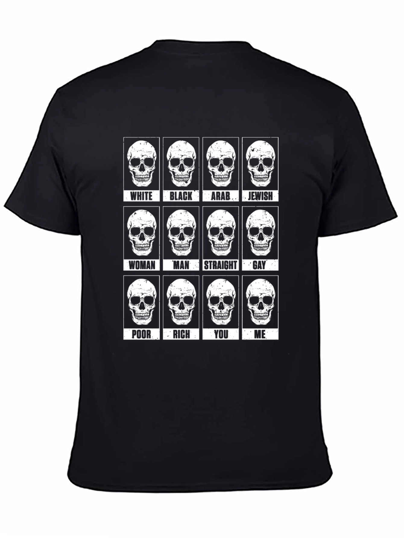 Black Equality Skull Graphic Black T-Shirt view 4