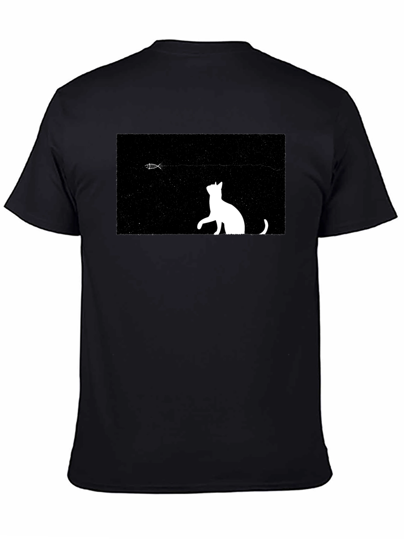 Black Cat & Fish Graphic Black Tee view 4