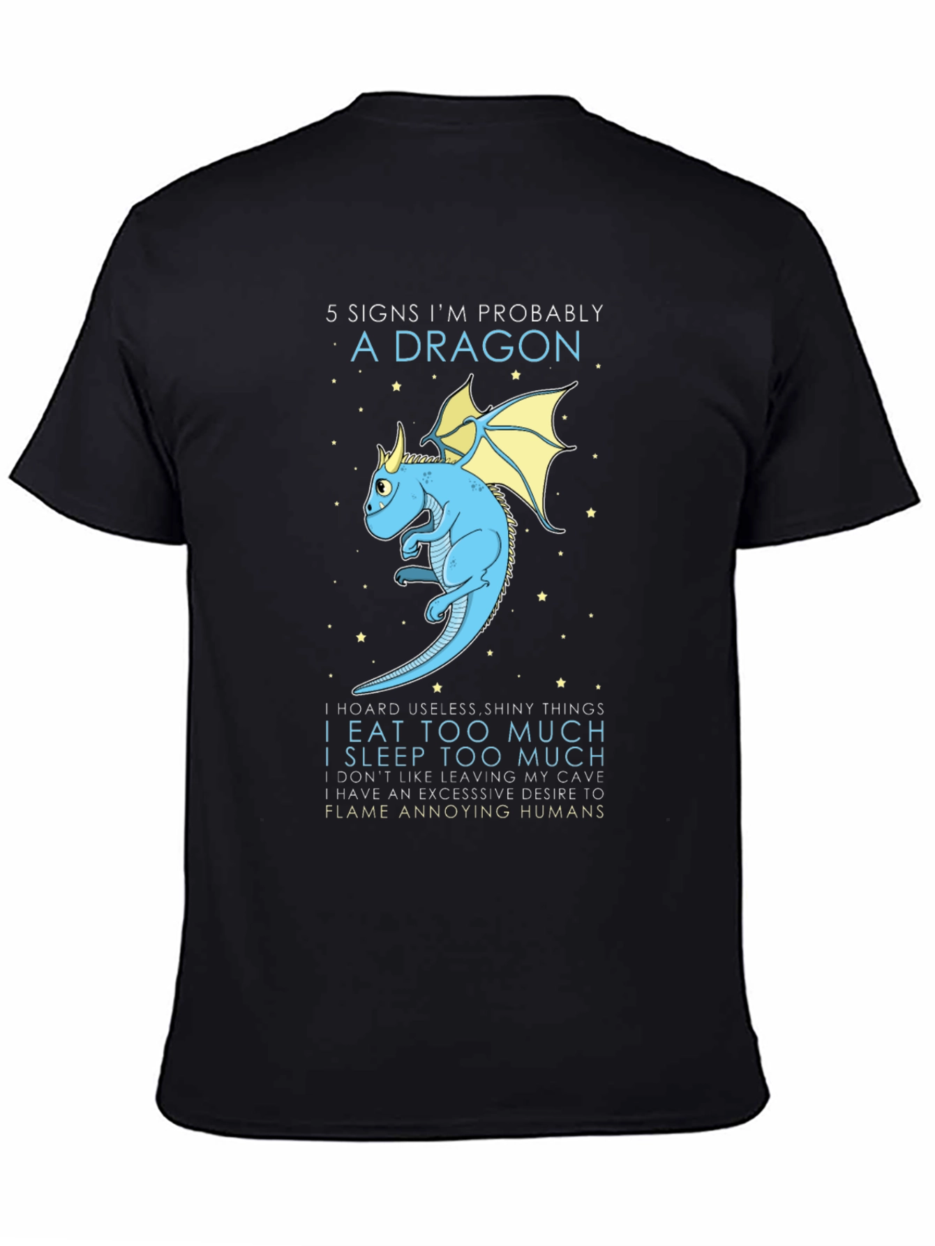 Black 5 Signs I'm Probably a Dragon Funny Graphic T-Shirt view 4