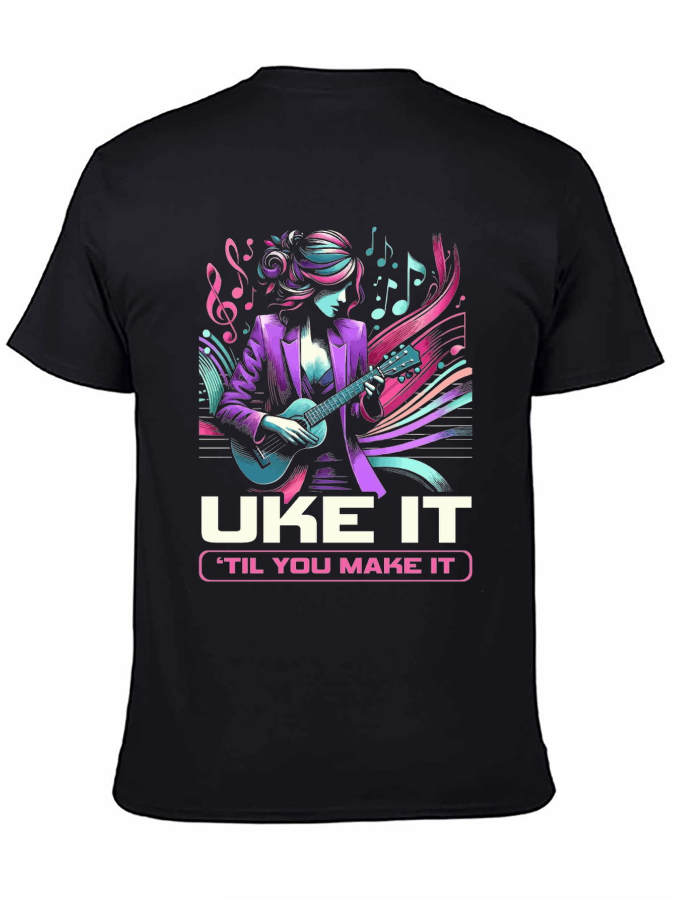 Black Uke It 'Til You Make It Graphic Tee view 4