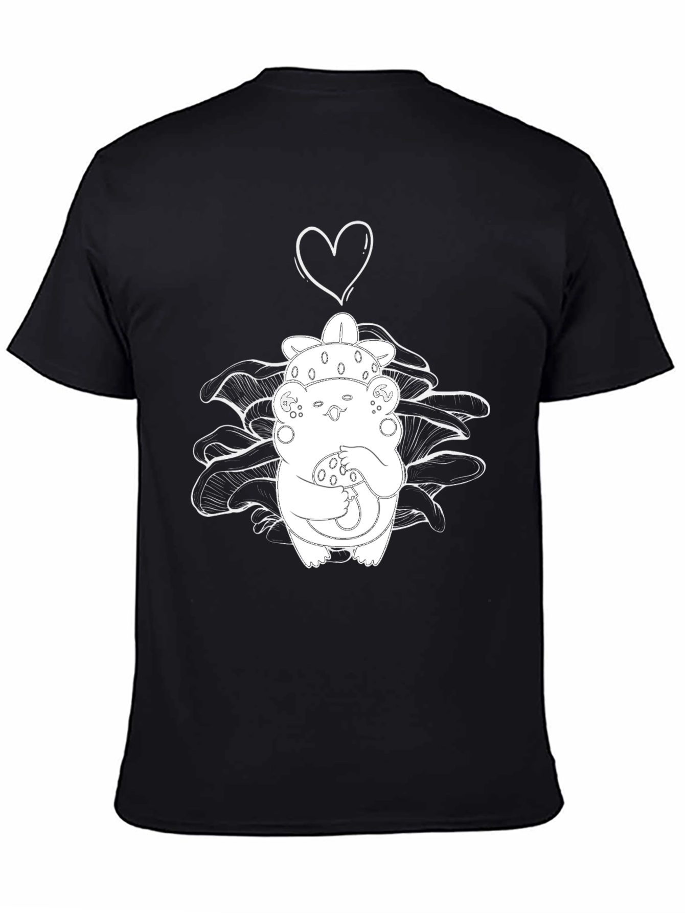 Black Mushroom Love Graphic Tee - Black Cotton Blend T-Shirt view 4