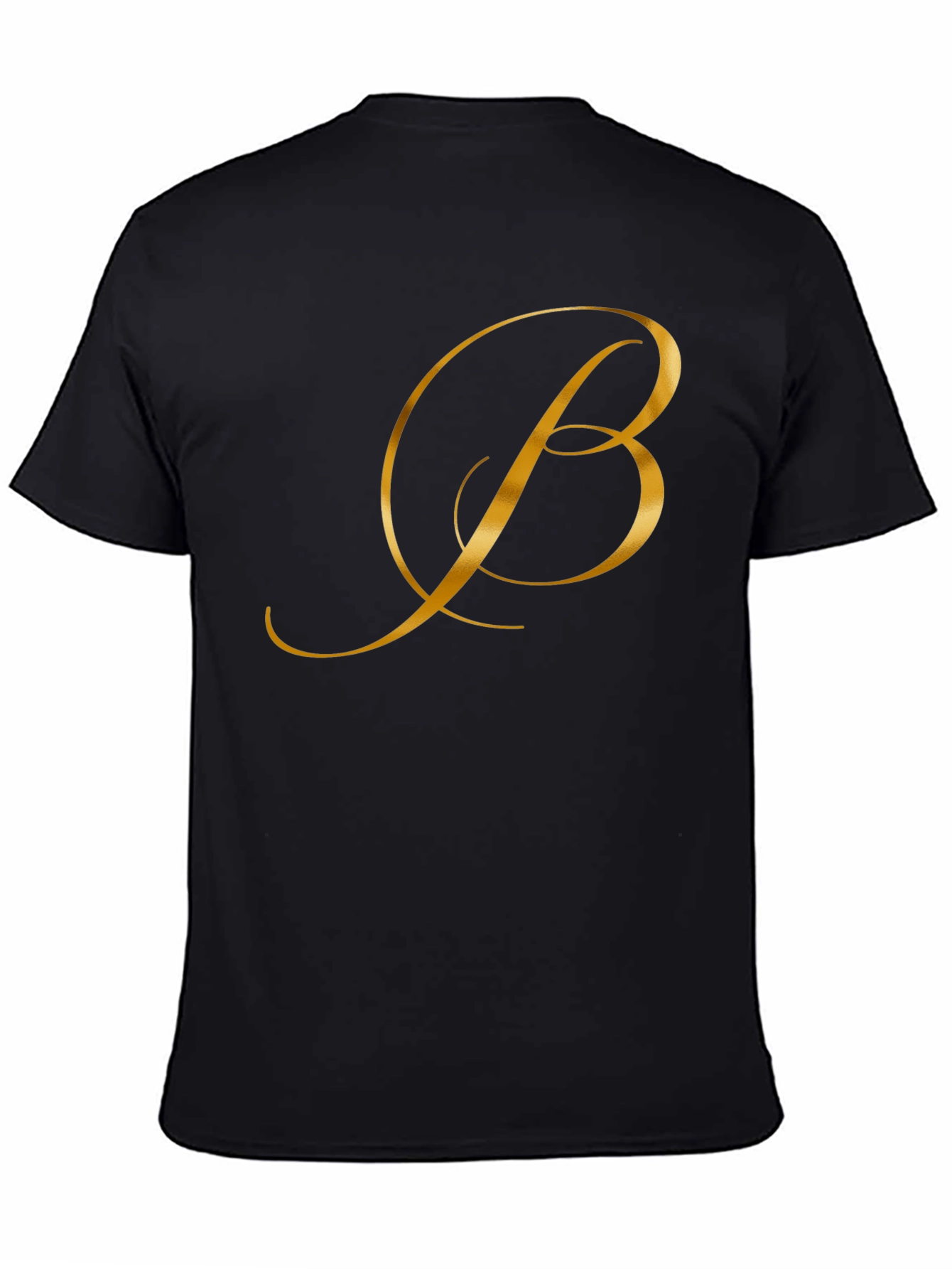 Black Elegant Gold Letter B Black T-Shirt view 4