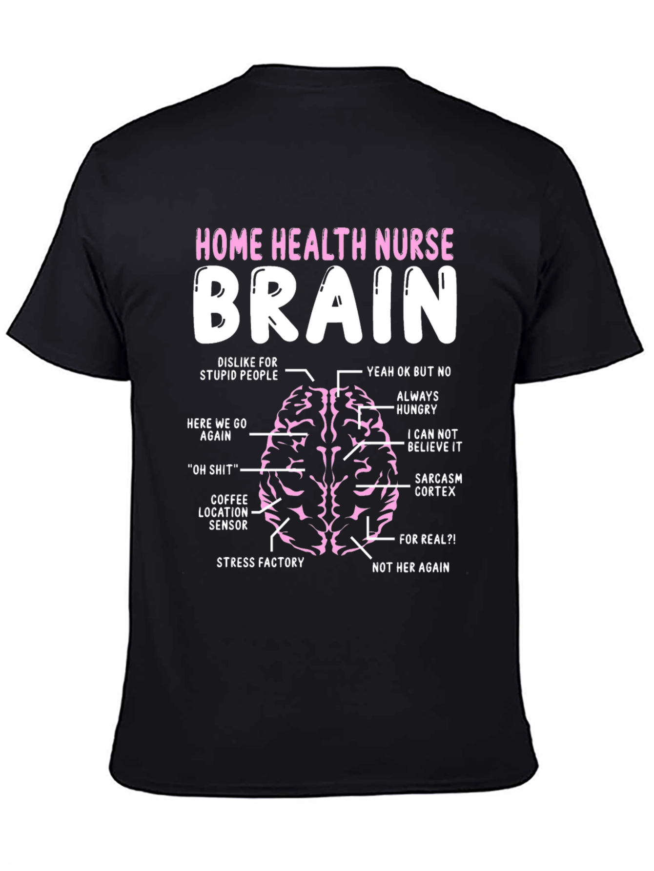 Black Home Health Nurse Brain T-Shirt Funny Nurse Gift view 4