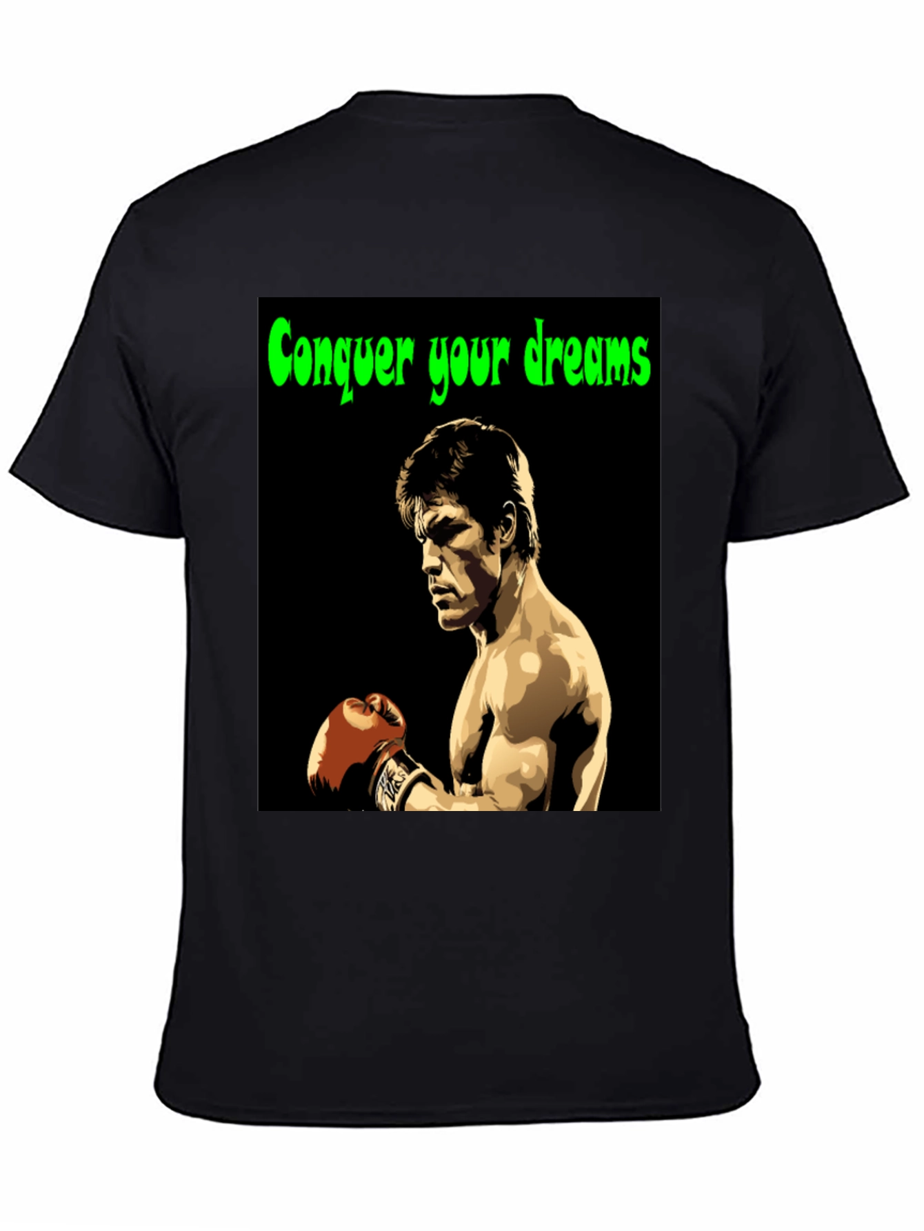 Black Conquer Your Dreams T-Shirt Boxing Legend Graphic Tee view 4