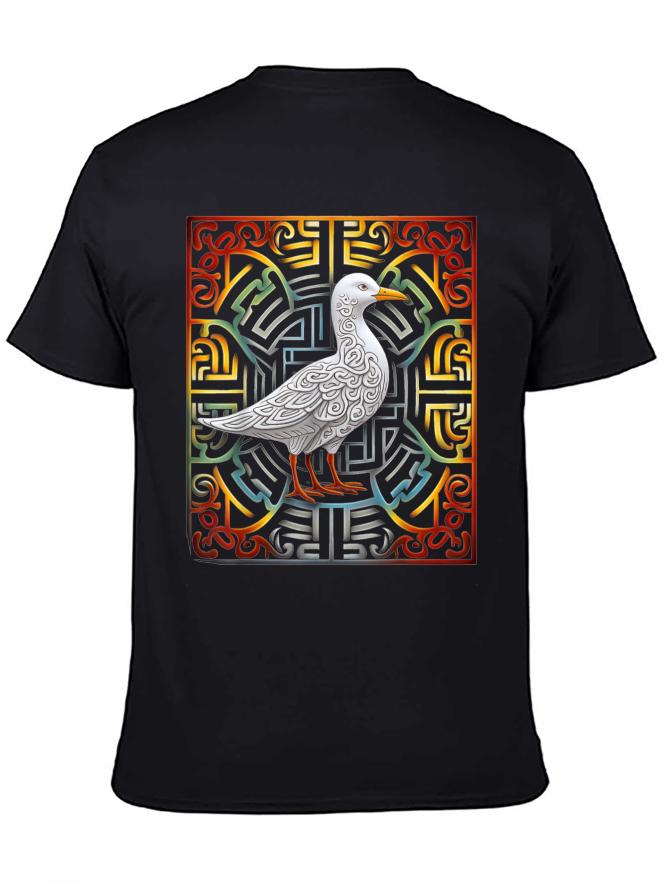 Black Ornate Bird Graphic Tee - Unique Design view 4