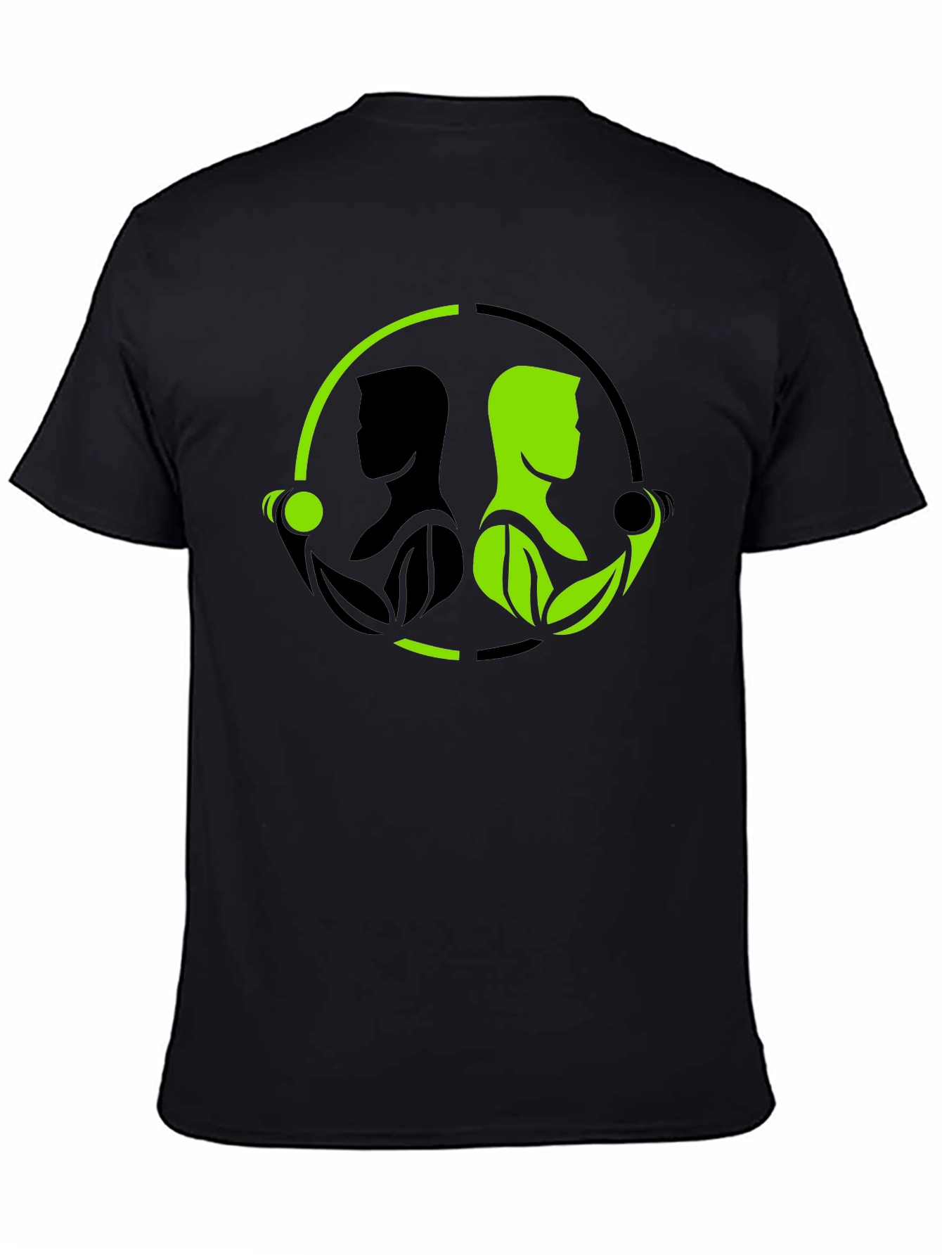 Black Nature Gym T-Shirt - Black Green Yin Yang Fitness view 4