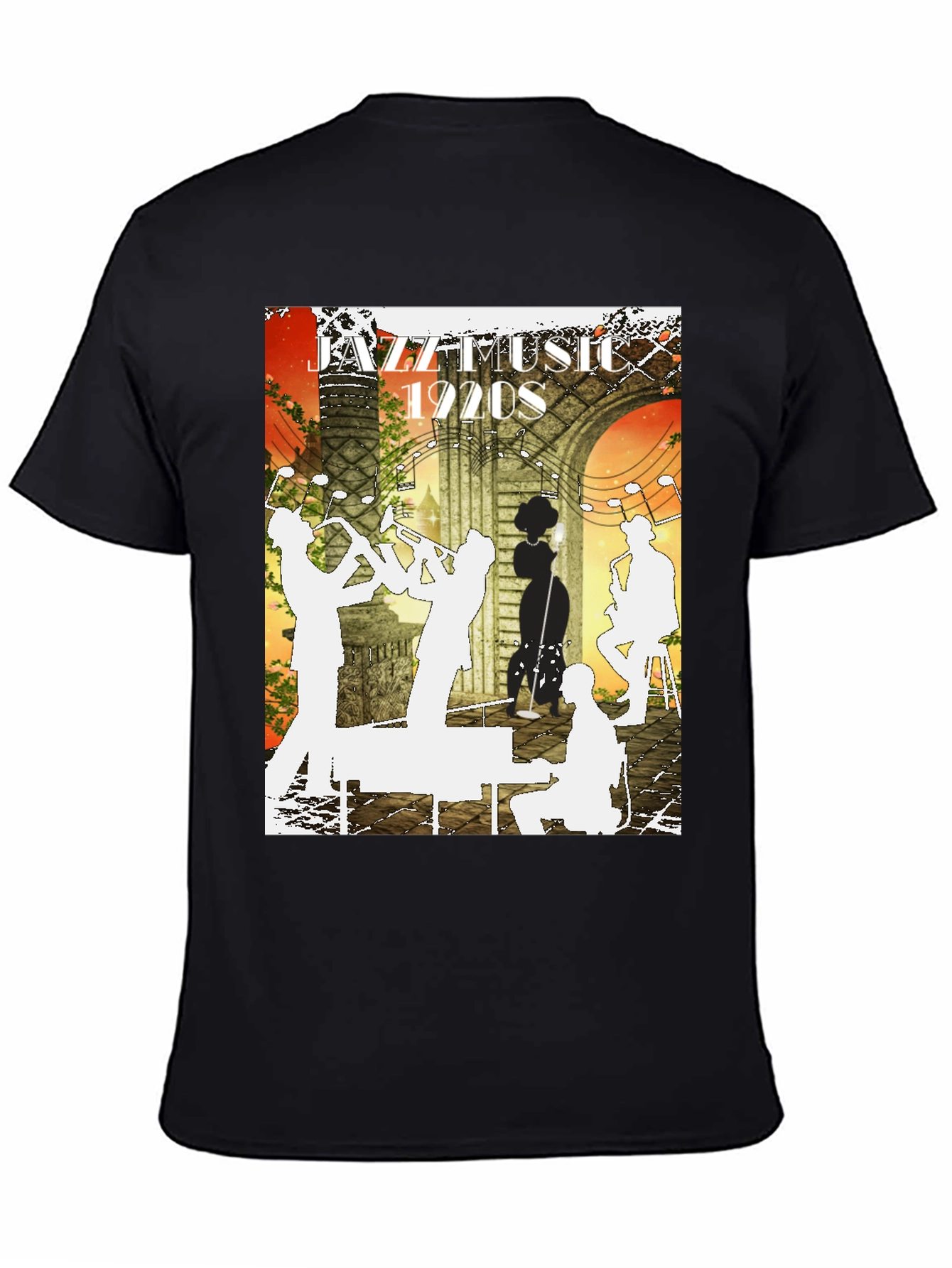 Black Jazz Music 1920s Graphic Tee view 4