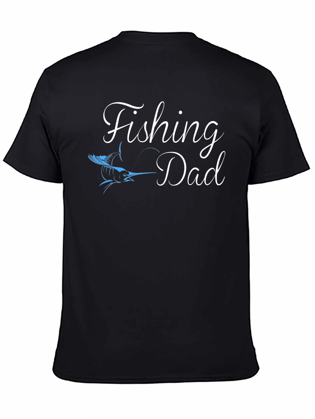 Black Fishing Dad T-Shirt - Black Tee with Fish Graphic view 4