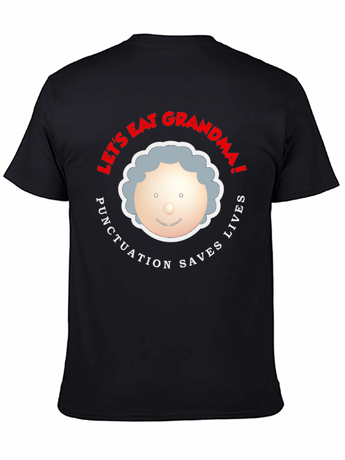 Black Let's Eat Grandma Funny Punctuation T-Shirt view 4