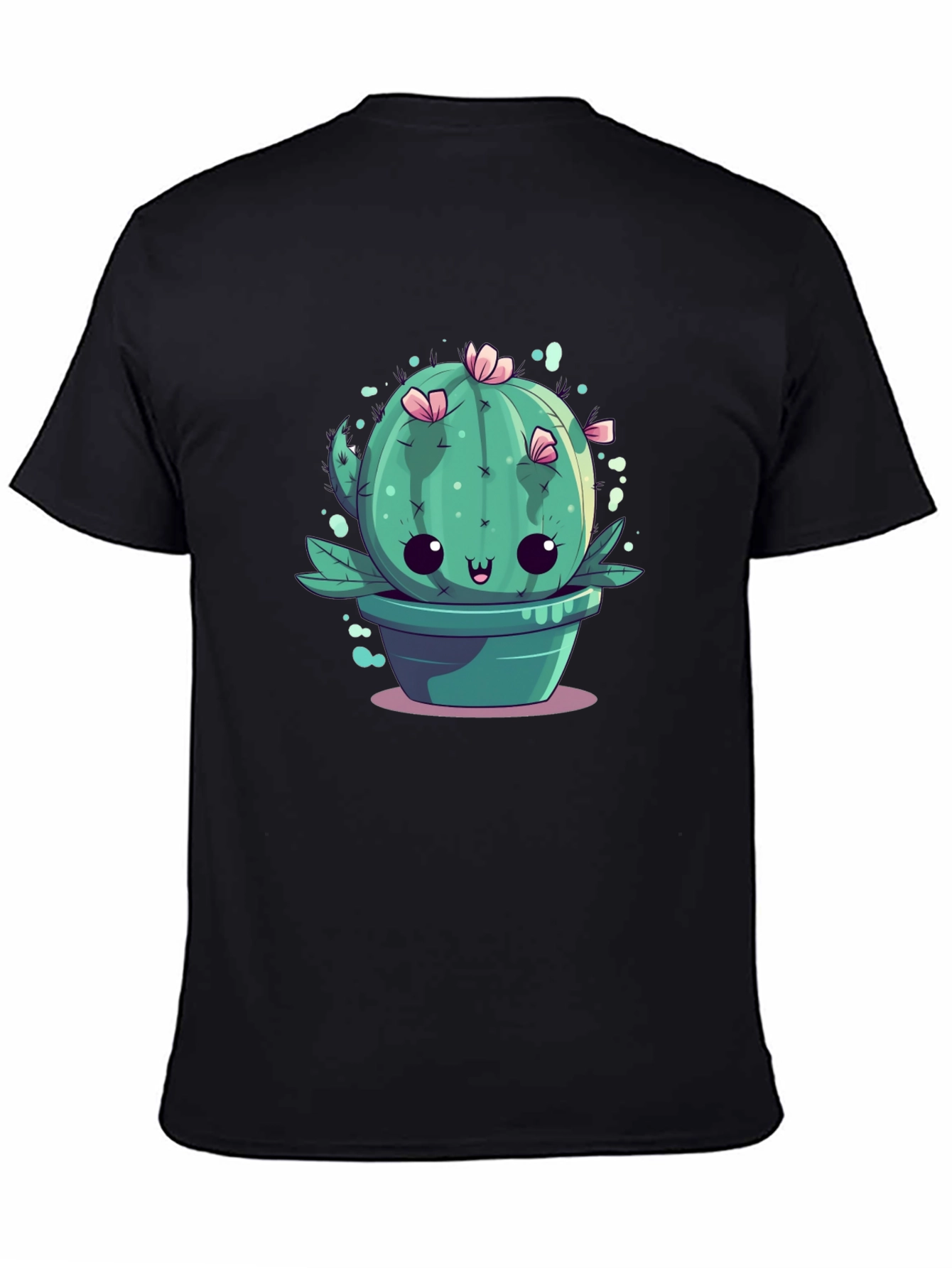 Black Kawaii Cactus Tee - Cute Plant Graphic T-Shirt view 4
