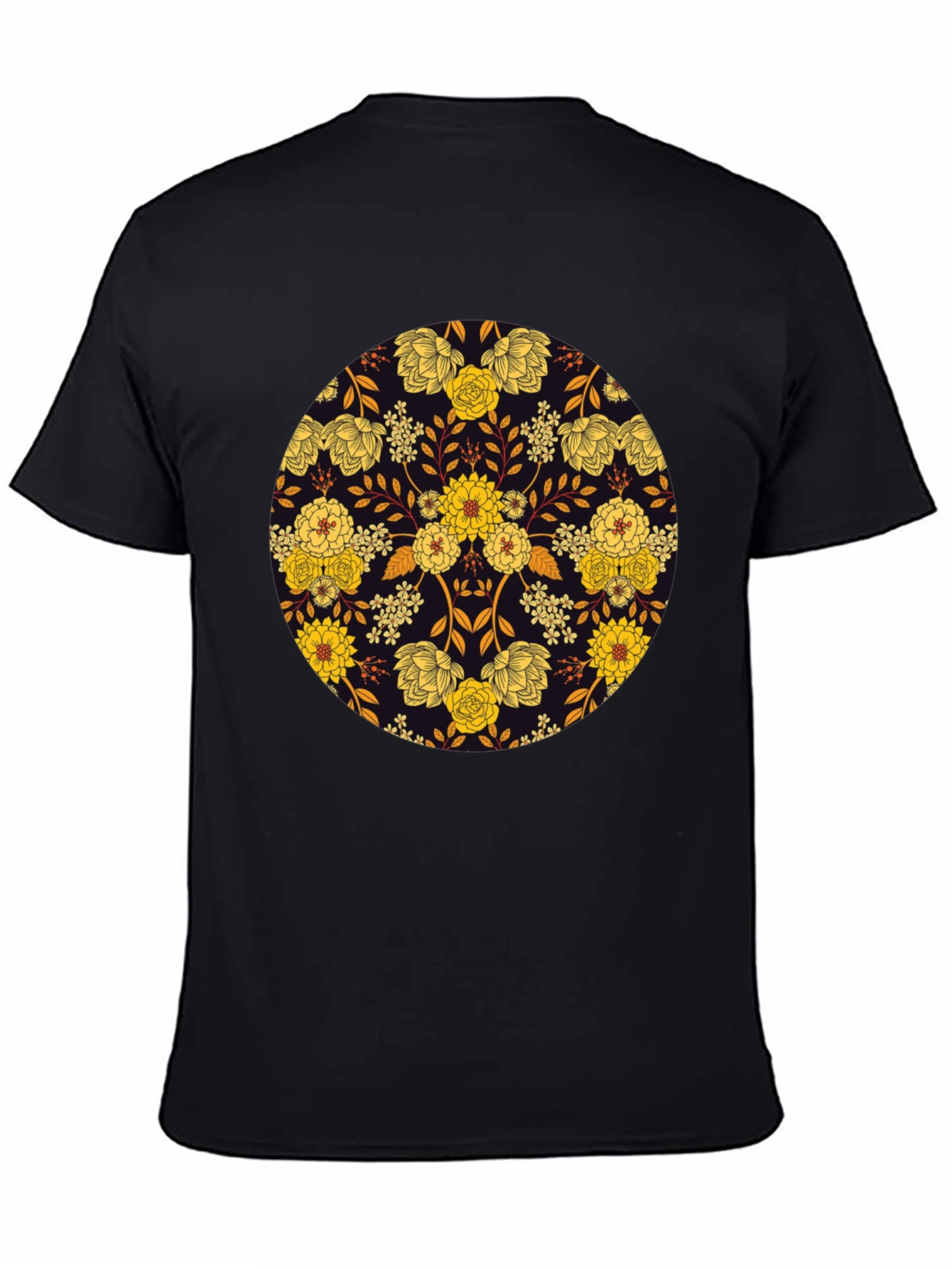 Black Floral Mandala Graphic Tee - Stylish Men's T-Shirt view 4