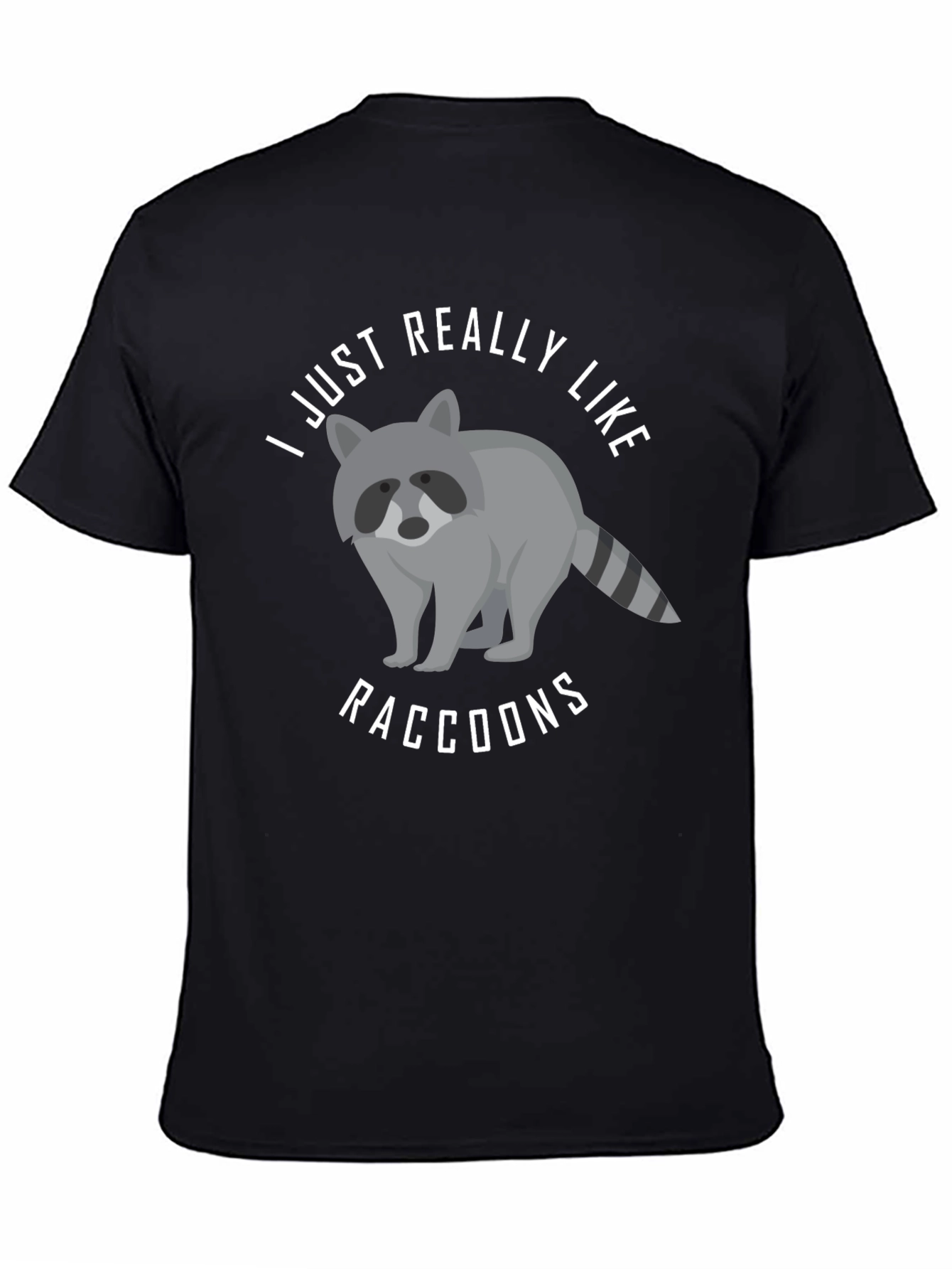 Black I Just Really Like Raccoons Graphic T-Shirt view 4