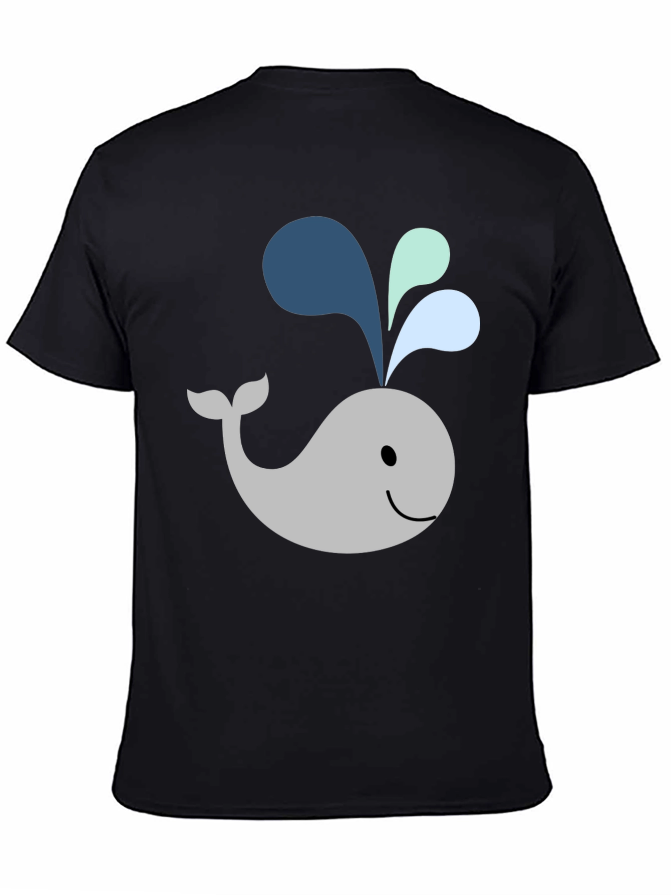 Black Cute Whale Graphic Black T-Shirt view 4