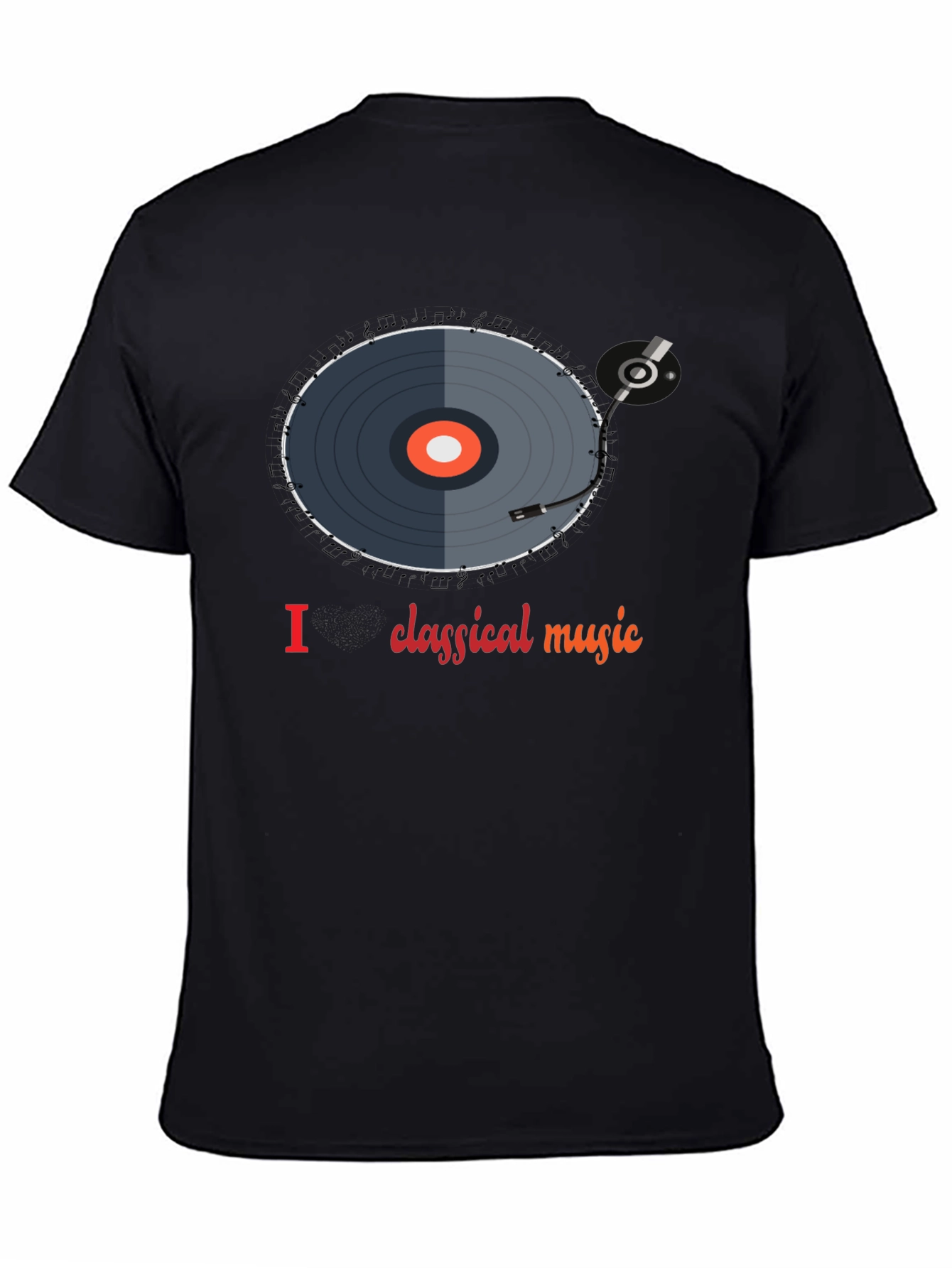 Black I Love Classical Music Vinyl Record Graphic Tee view 4