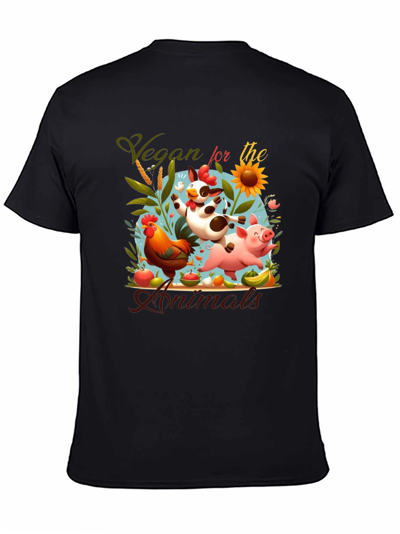 Black Vegan for the Animals Graphic Tee view 4