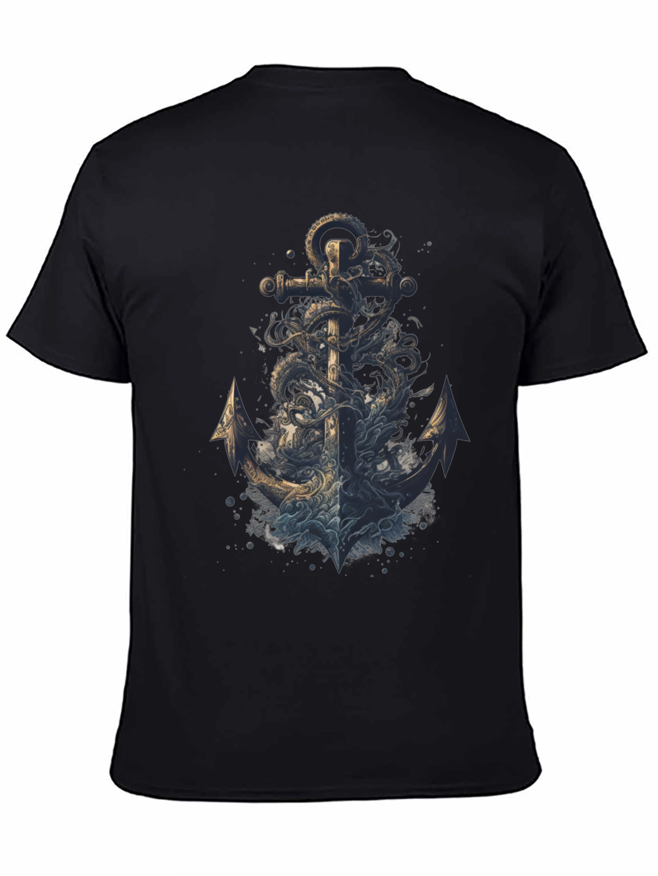 Black Anchor Octopus Graphic Tee - Men's Black T-Shirt view 4