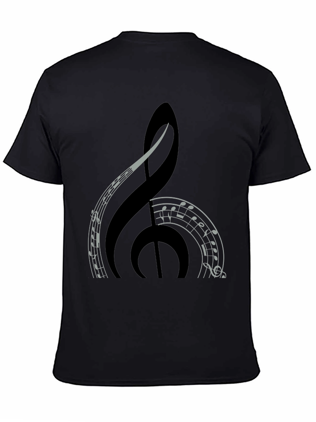 Black Music Treble Clef Graphic Tee - Black view 4