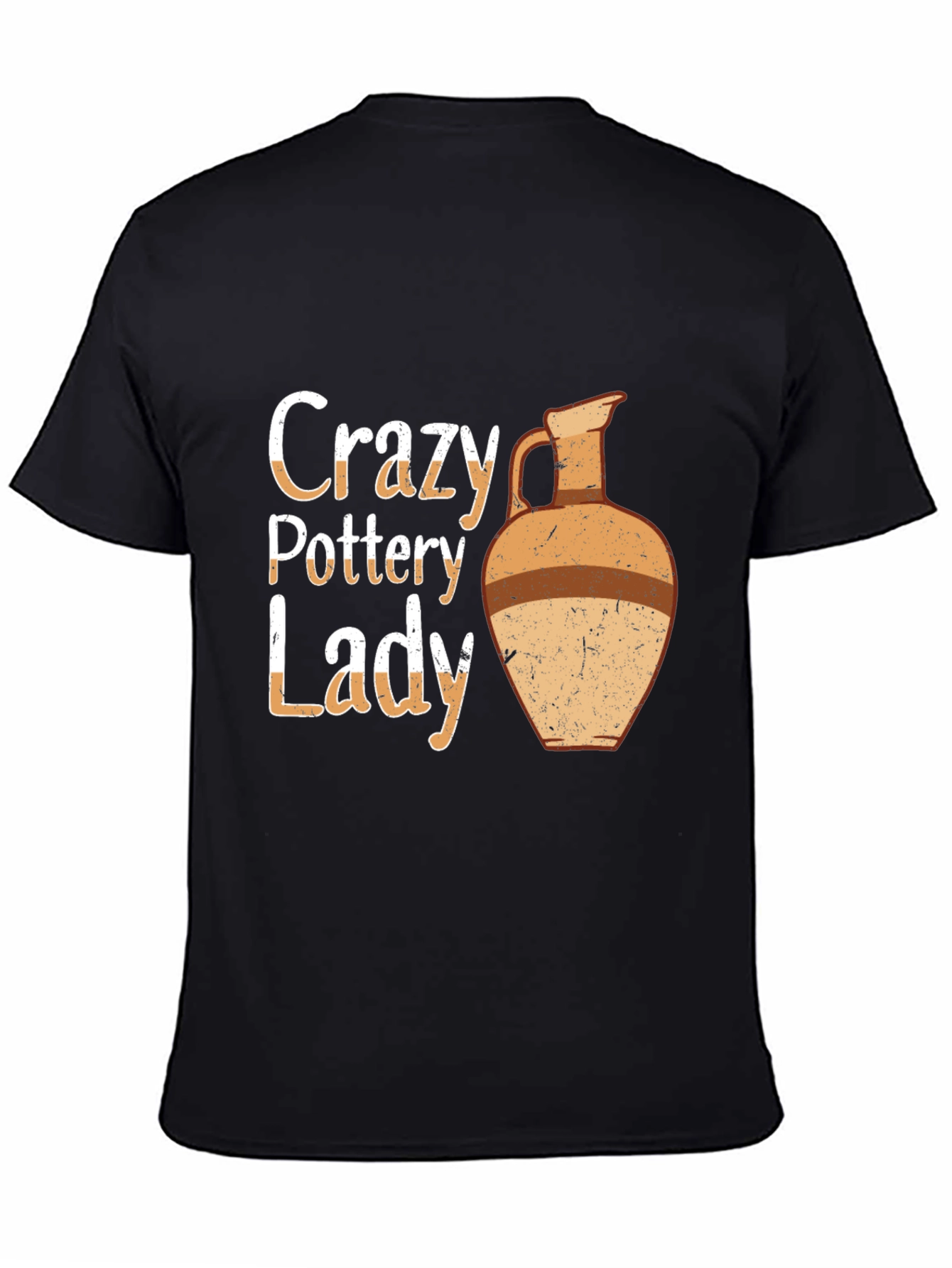Black Crazy Pottery Lady T-Shirt, Ceramic Art Gift view 4