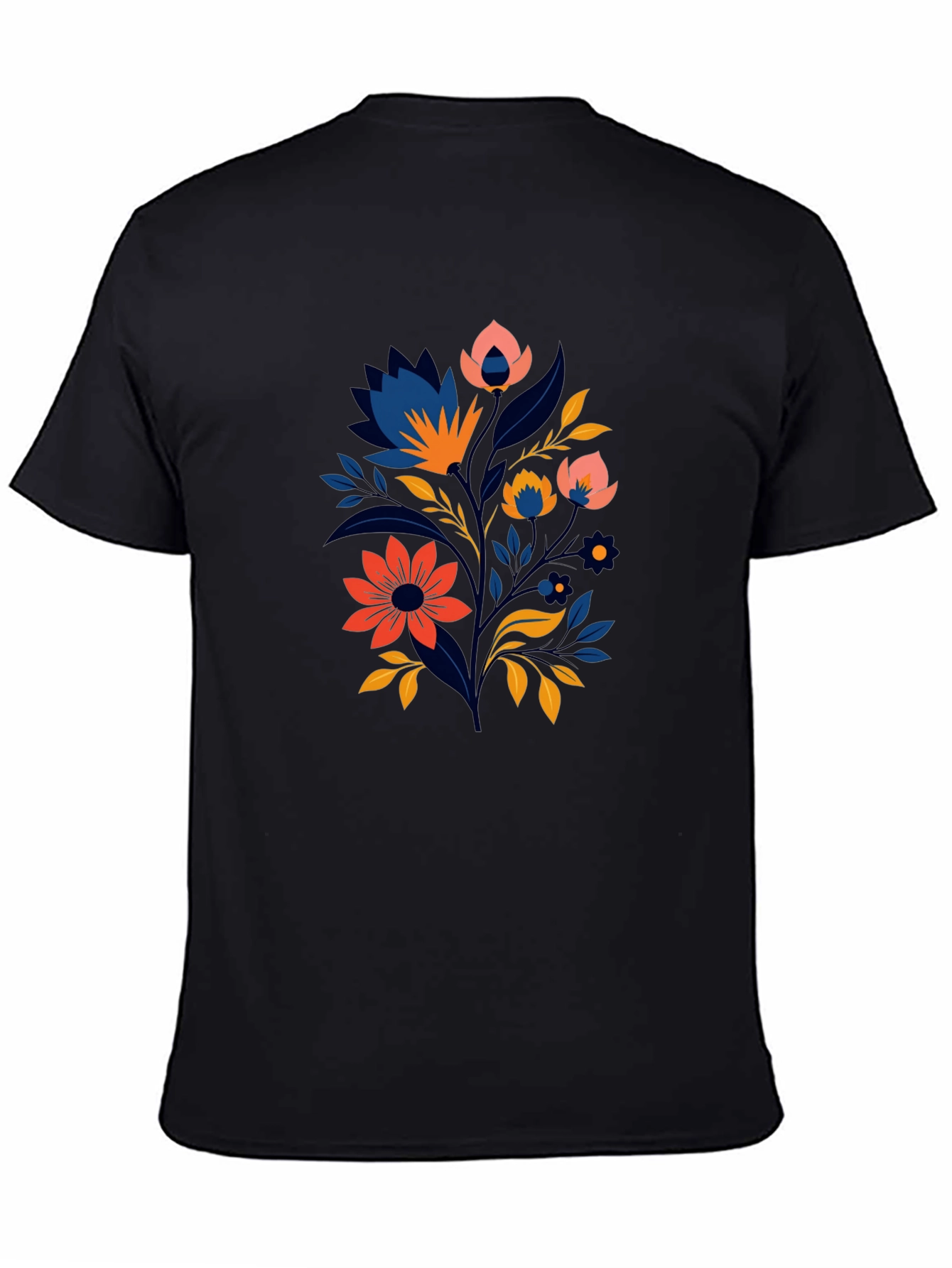 Black Floral Graphic Tee - Stylish Men's Black T-Shirt view 4