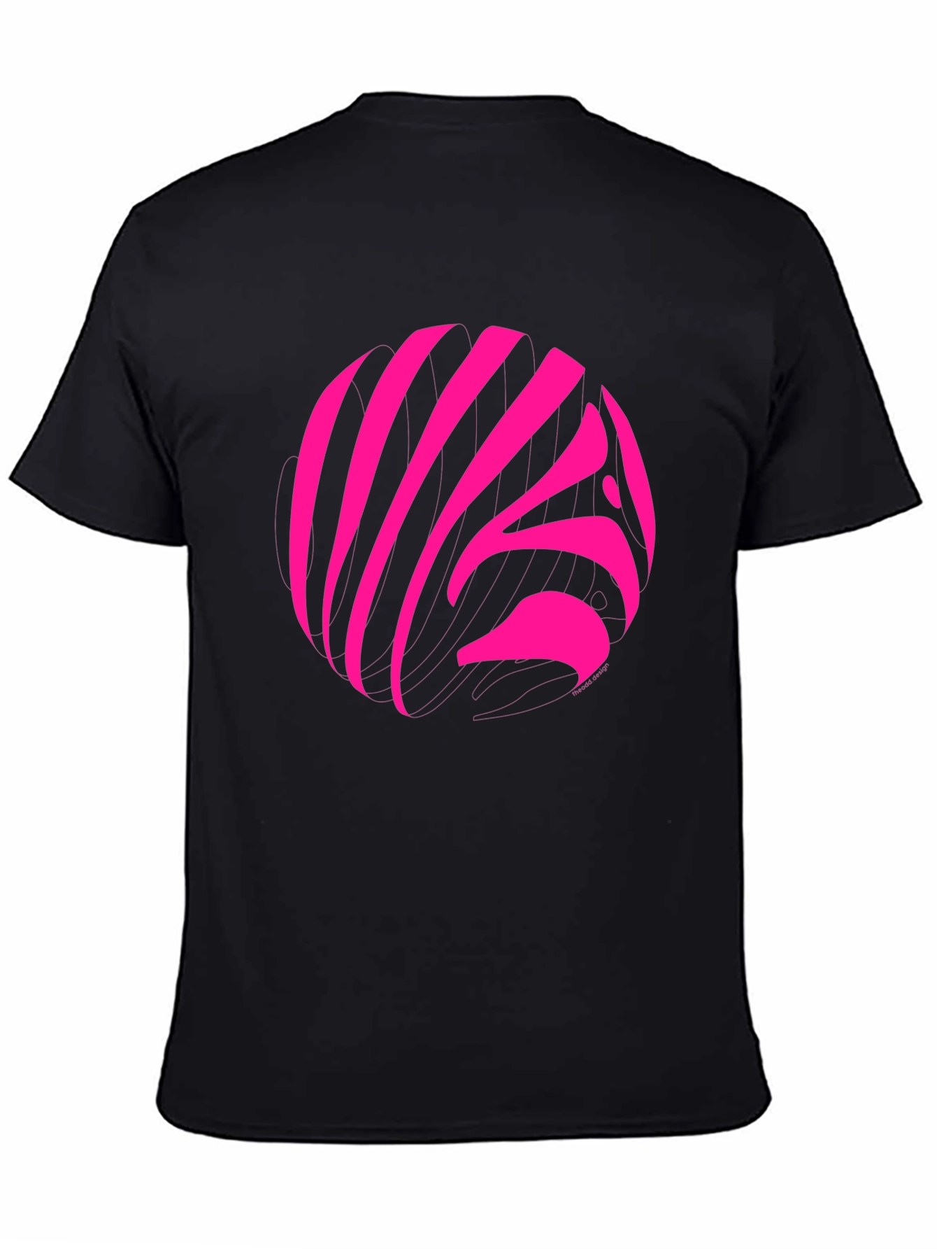 Black Vibrant Pink Zebra Print Crew Neck T-Shirt view 4