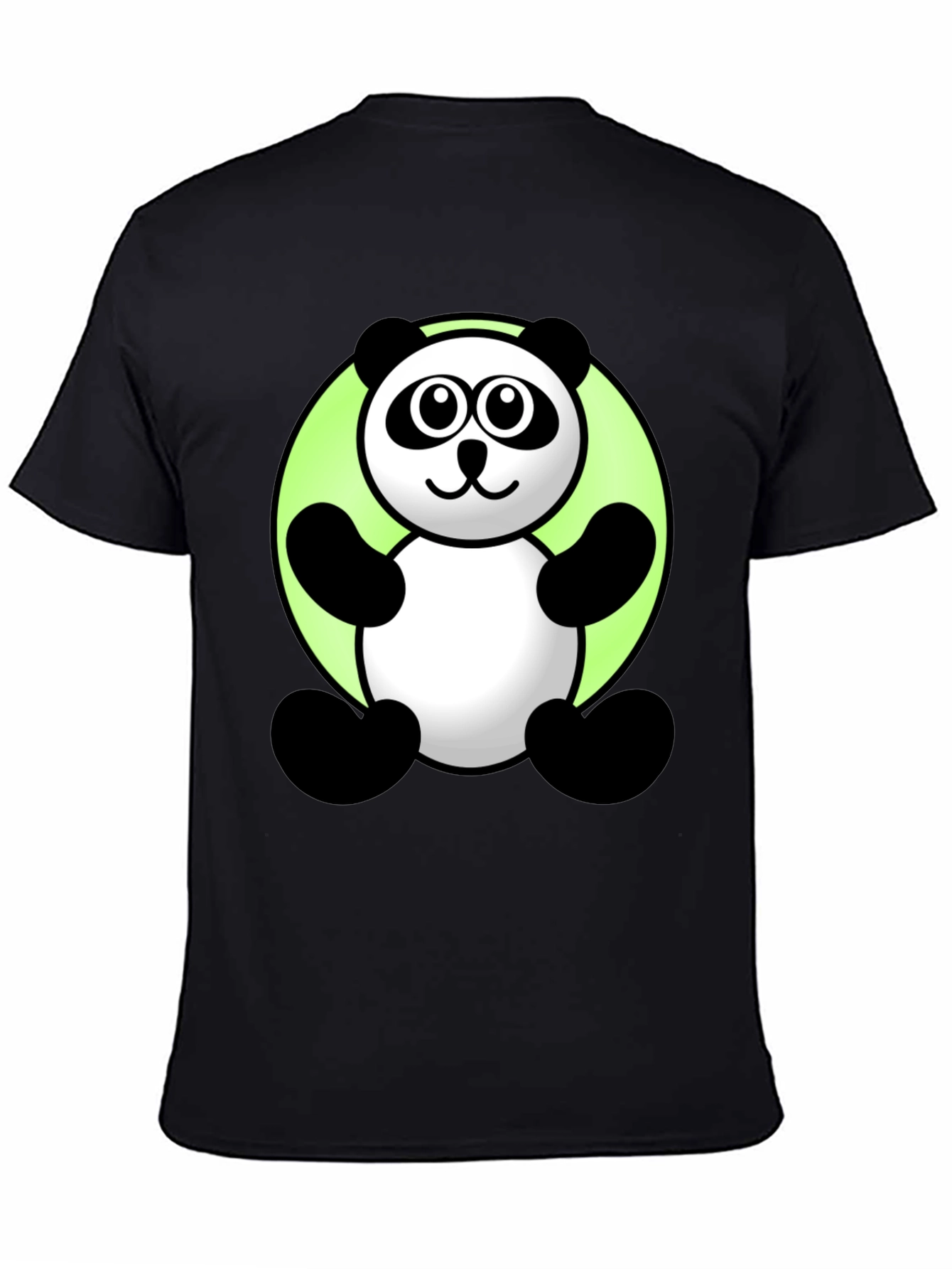 Black Cute Cartoon Panda Graphic Tee - Black T-Shirt view 4