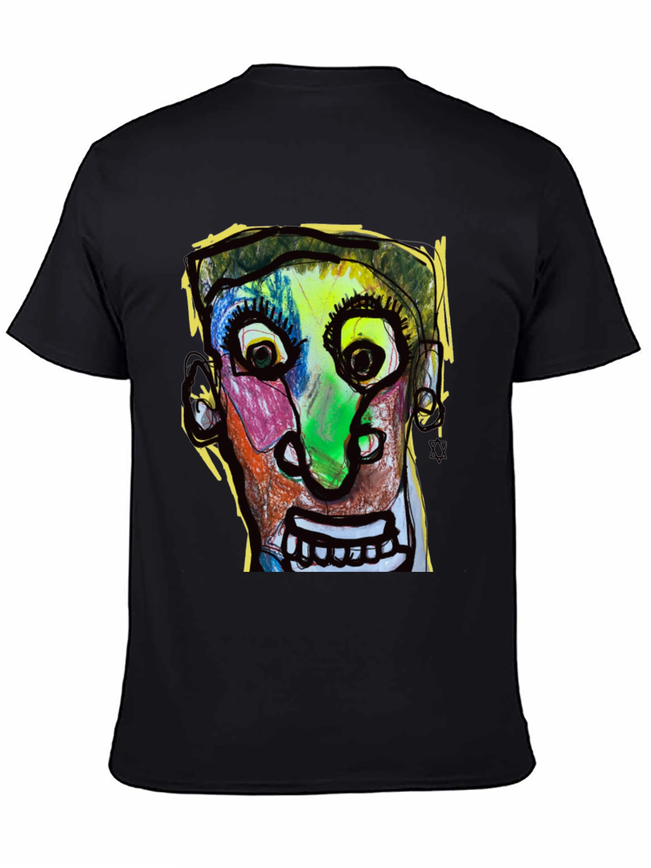 Black Abstract Face Graphic T-Shirt - Unique Art Tee view 4
