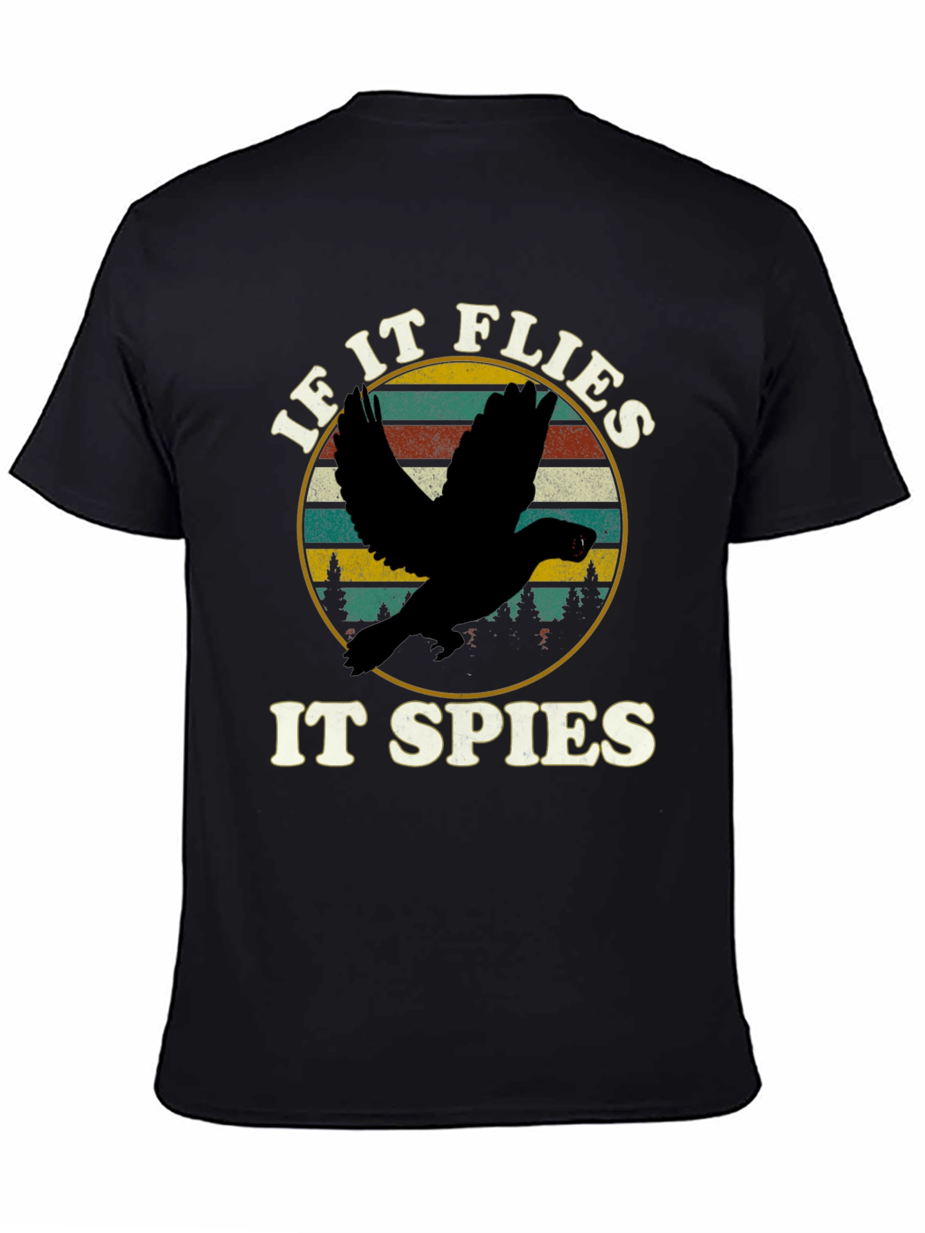 Black If It Flies It Spies T-Shirt view 4