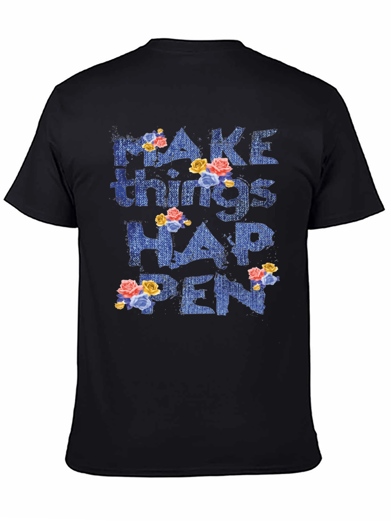 Black Floral 'Make Things Happen' Graphic Tee view 4