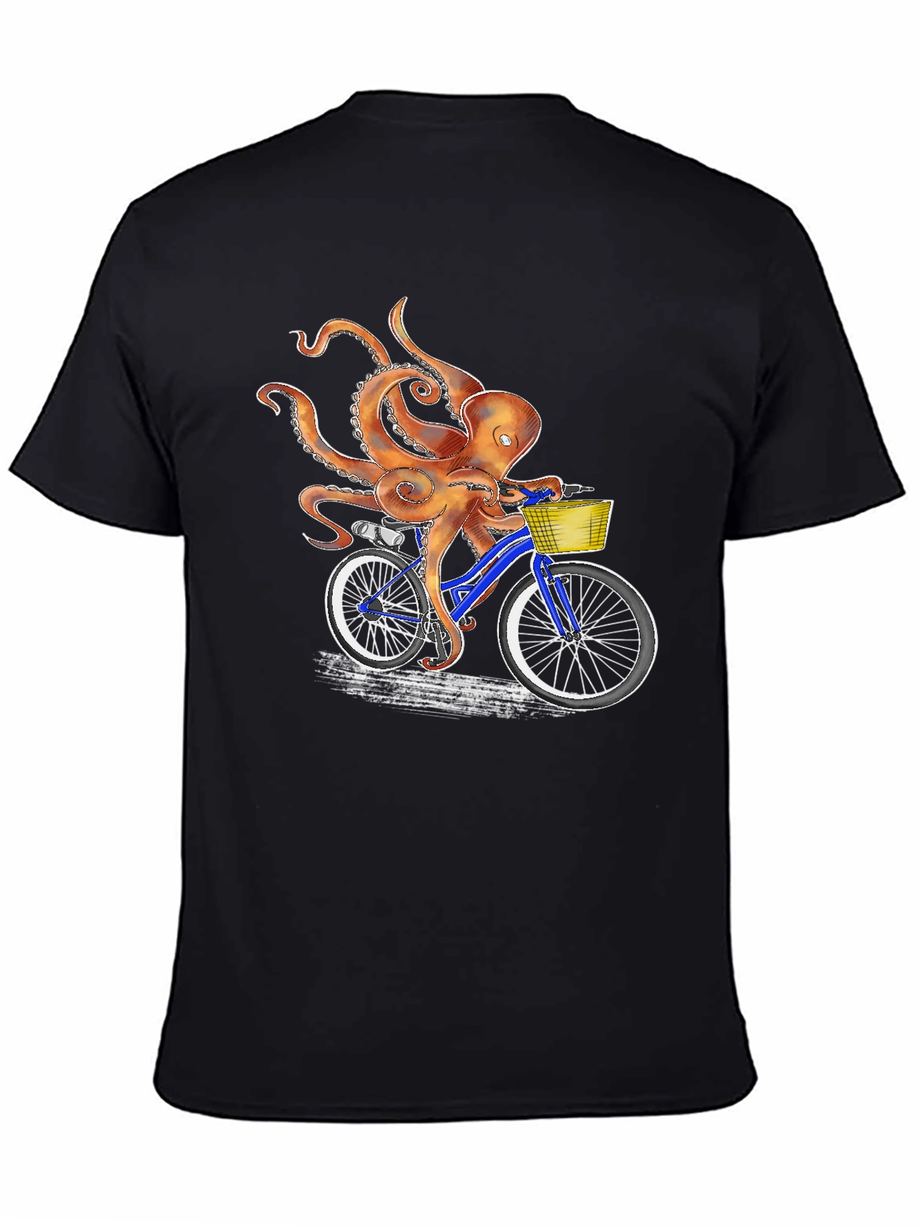 Black Octopus on Bike Graphic Tee - Unique & Fun T-Shirt view 4