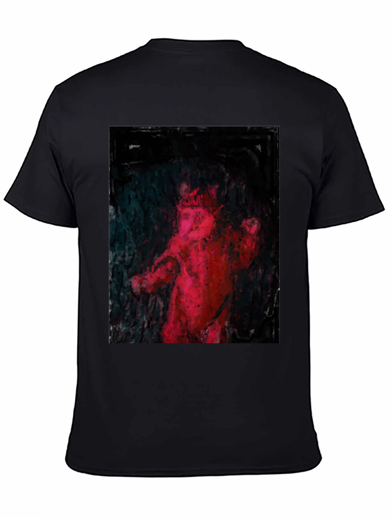 Black Abstract Red Figure Black T-Shirt view 4