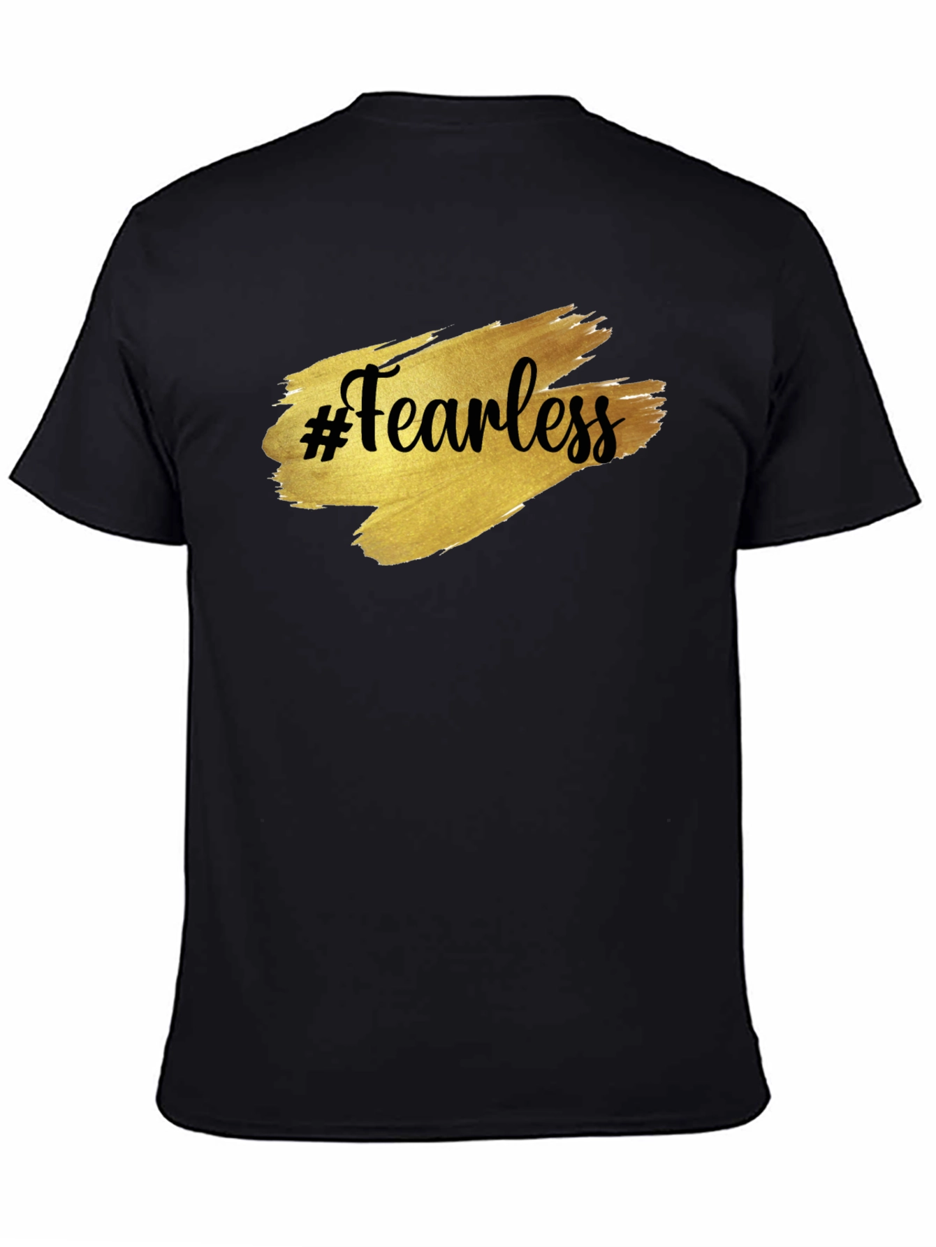 Black Fearless Graphic Tee - Gold Brush Print view 4