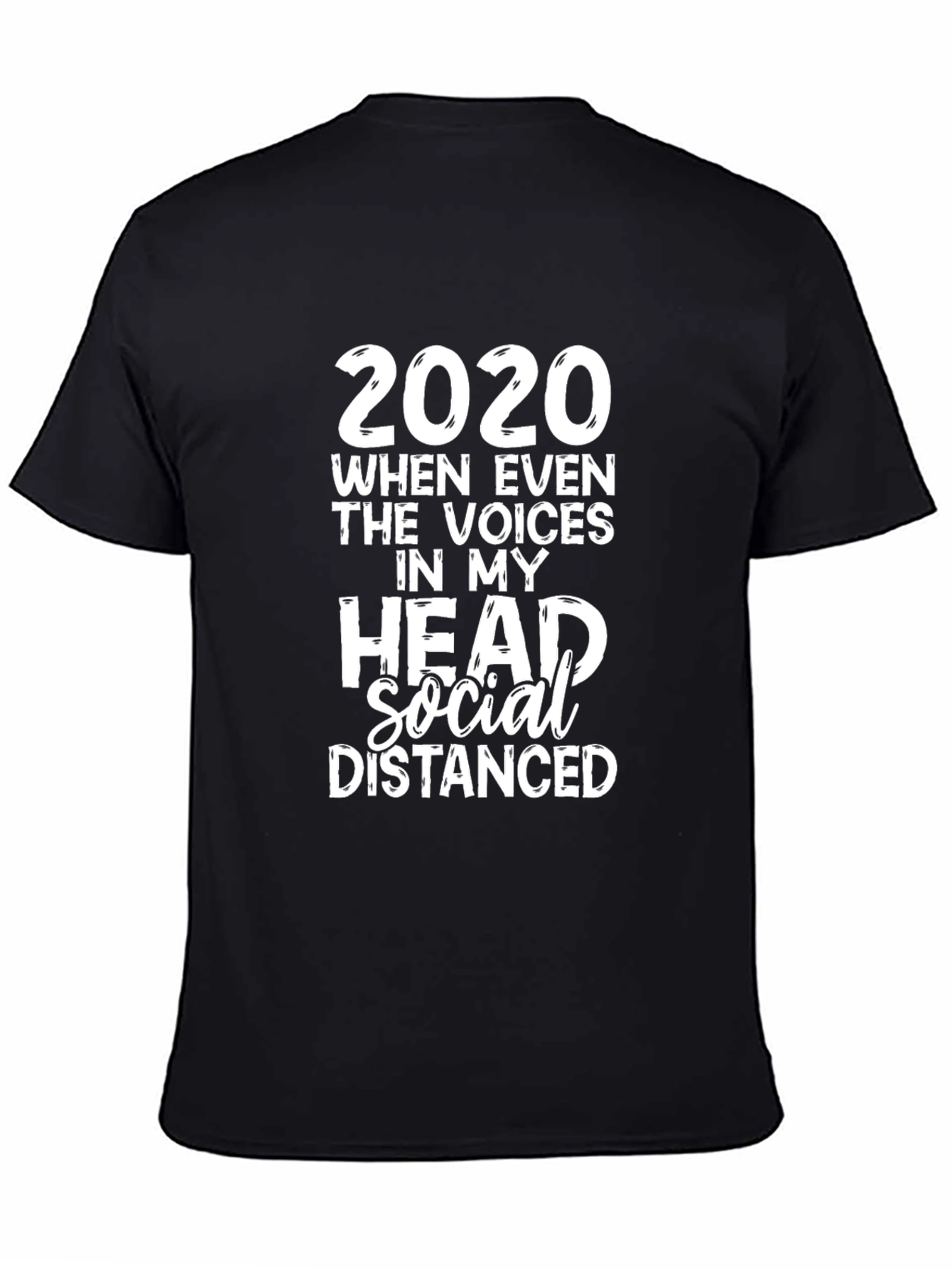 Black 2020 Socially Distanced Head Voices Graphic T-Shirt view 4