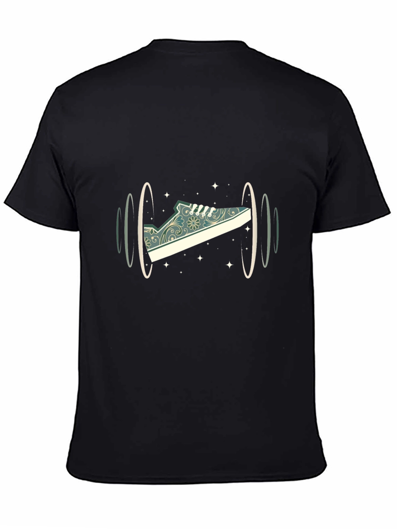 Black Sneaker Portal Graphic T-Shirt - Cool Black Tee view 4