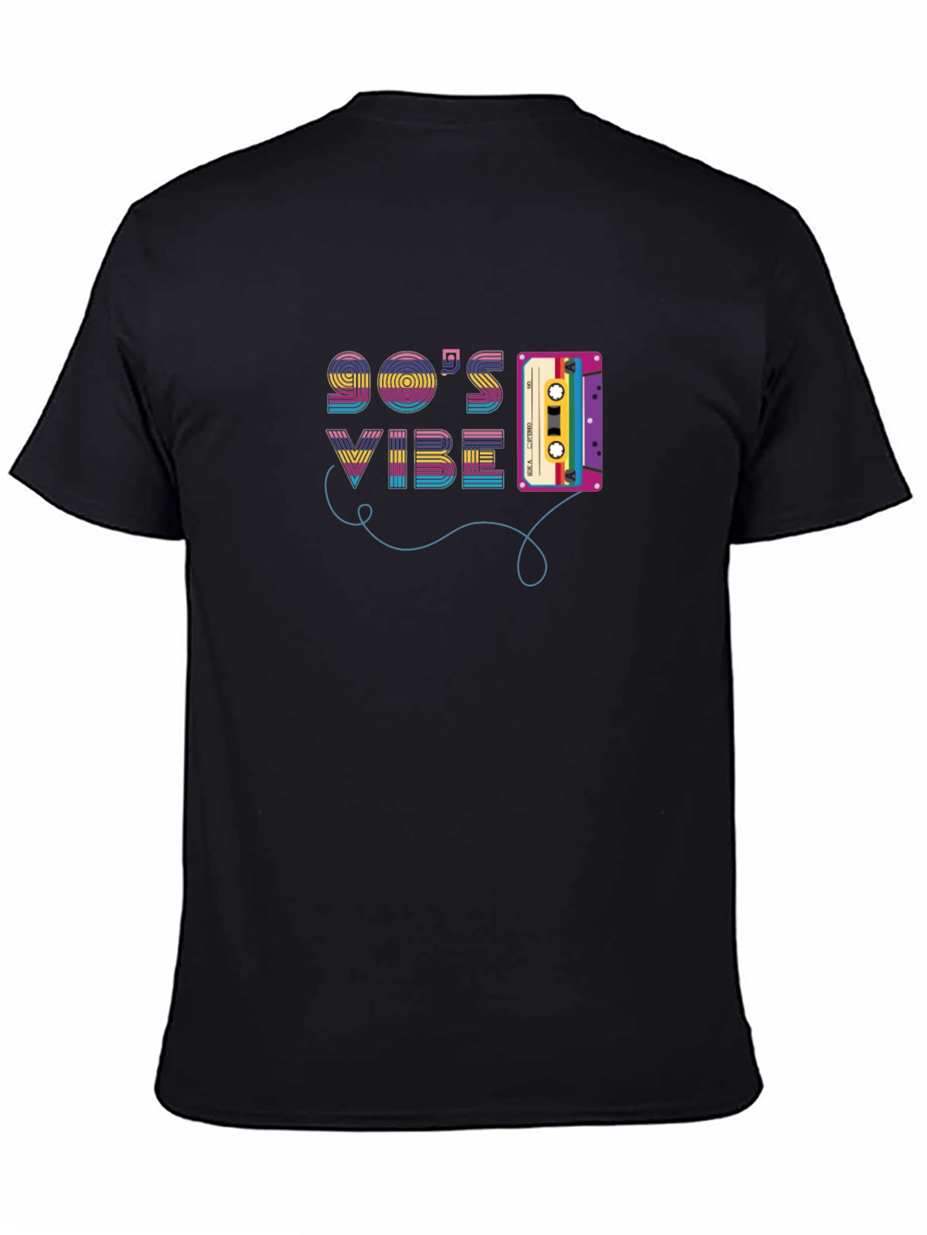 Black 90's Vibe Cassette Tape Graphic T-Shirt view 4