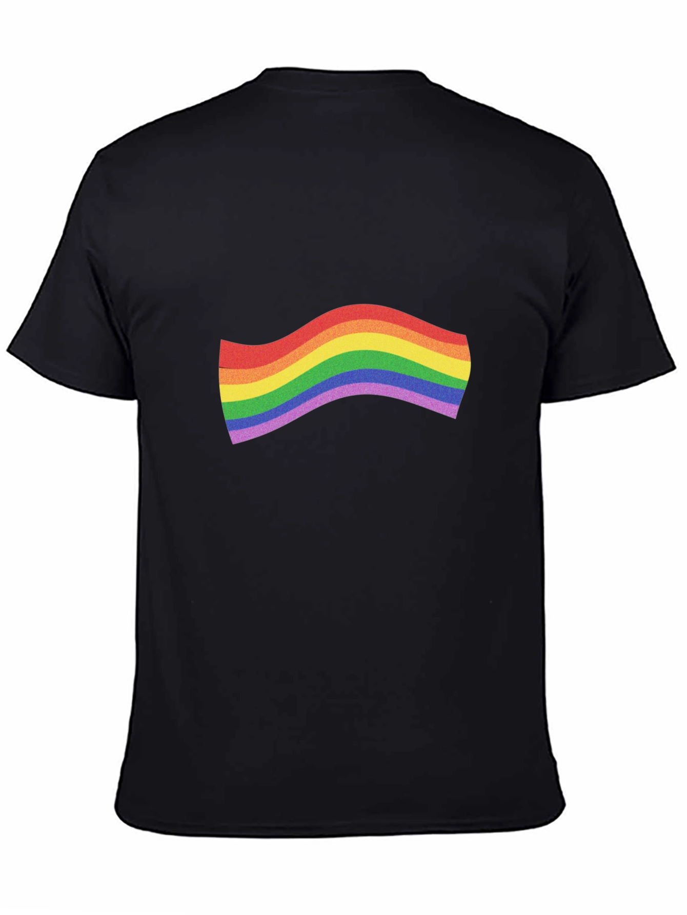 Black Pride Rainbow Wave Graphic Tee - Black Cotton T-Shirt view 4