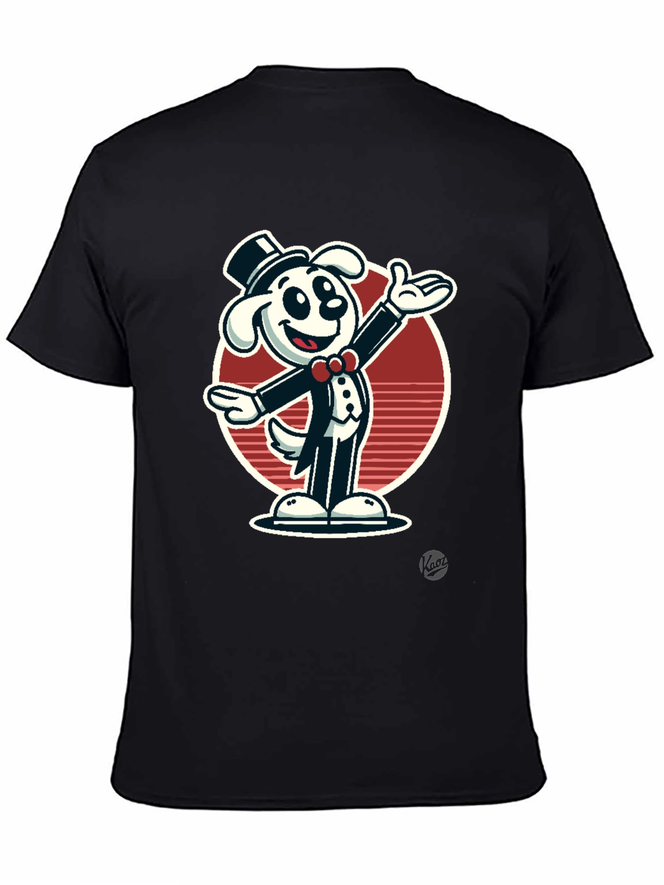 Black Dapper Dog Cartoon T-Shirt - Black Cotton Blend view 4