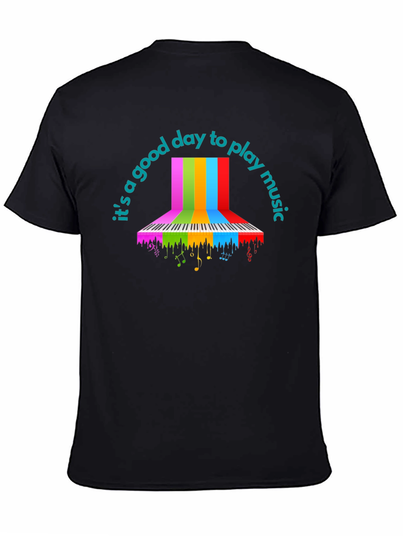 Black Rainbow Piano Keys T-Shirt - Music Lover Tee view 4