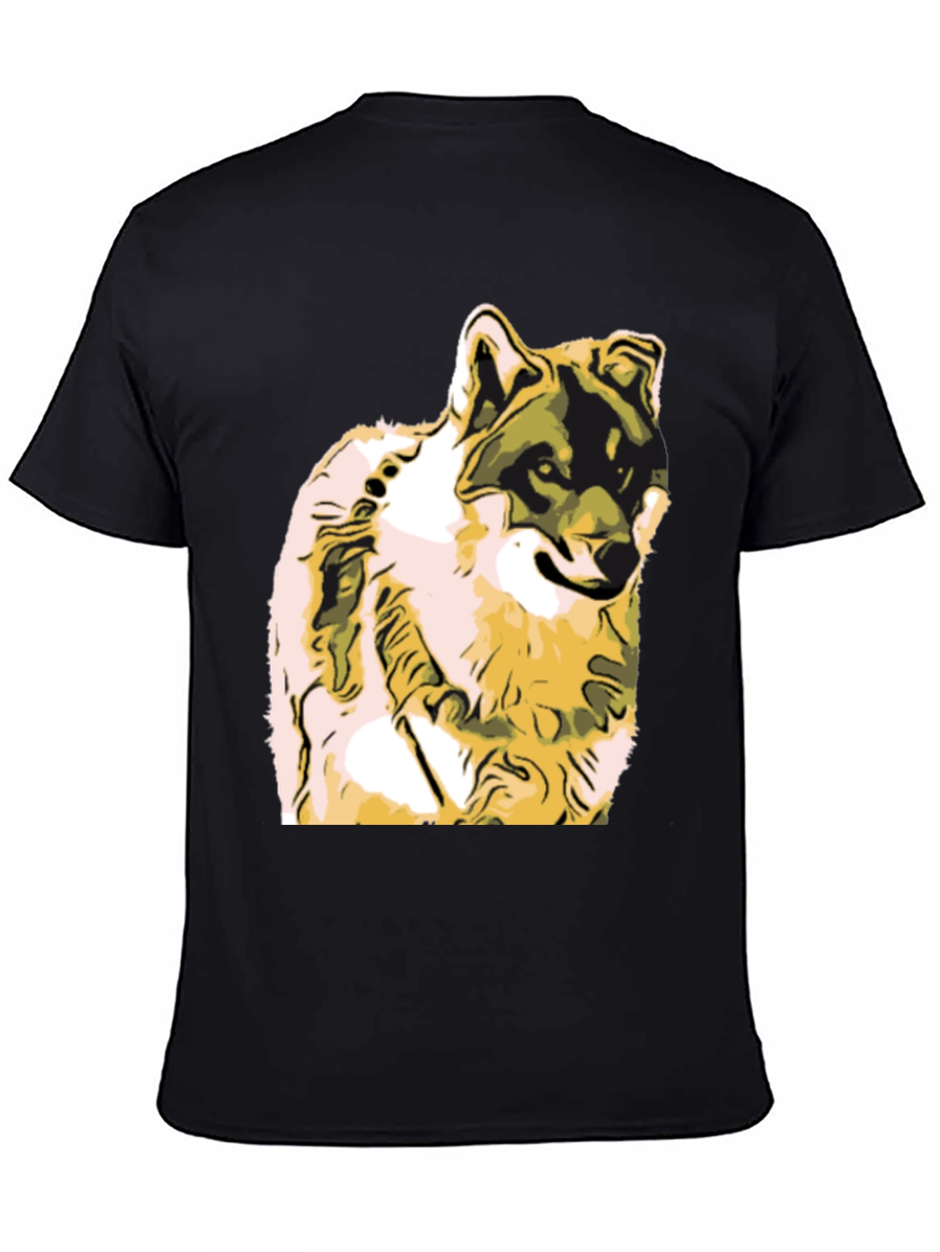 Black Wolf Graphic Print Black T-Shirt view 4