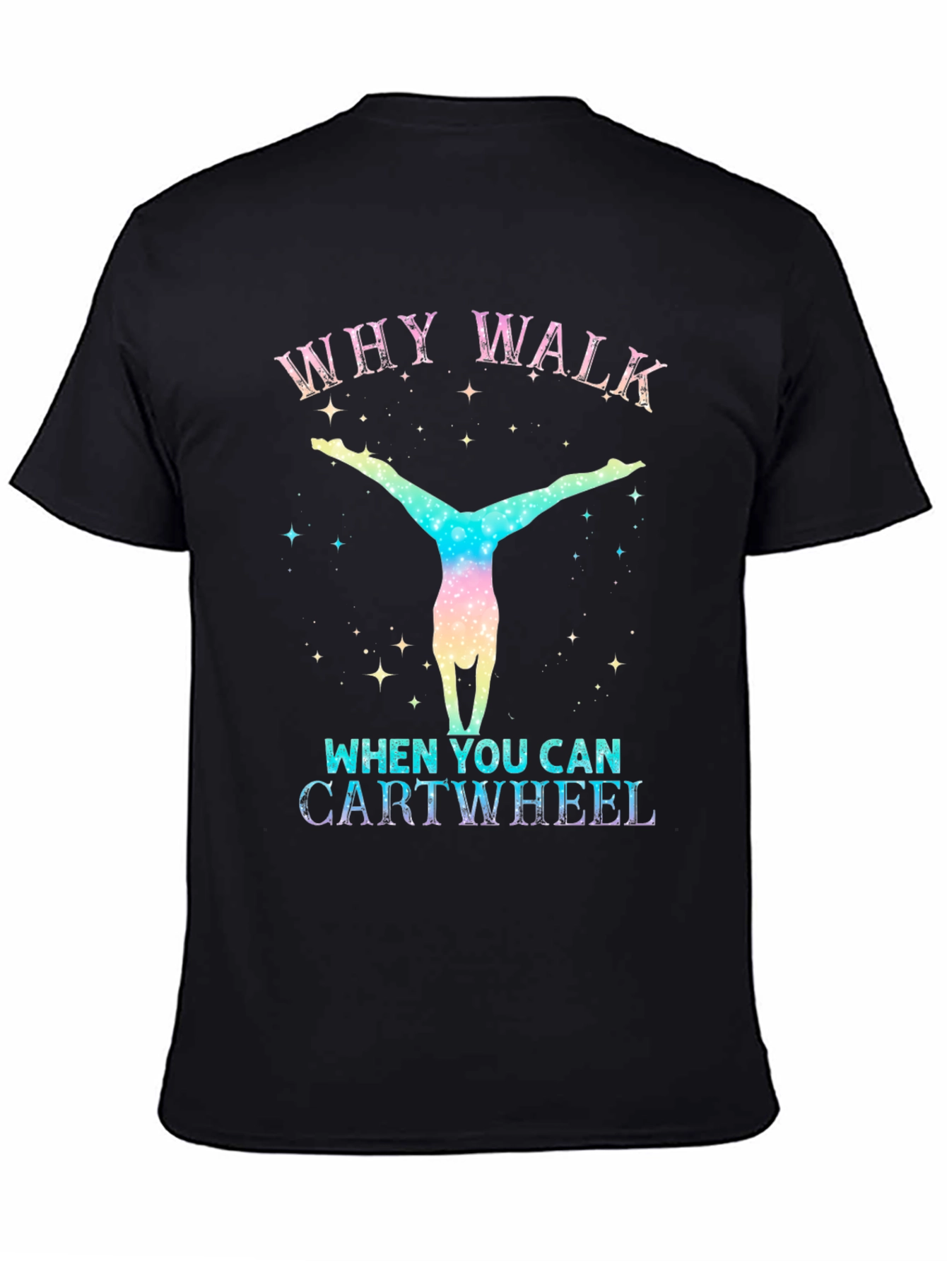 Black Why Walk? Cartwheel Graphic Tee view 4