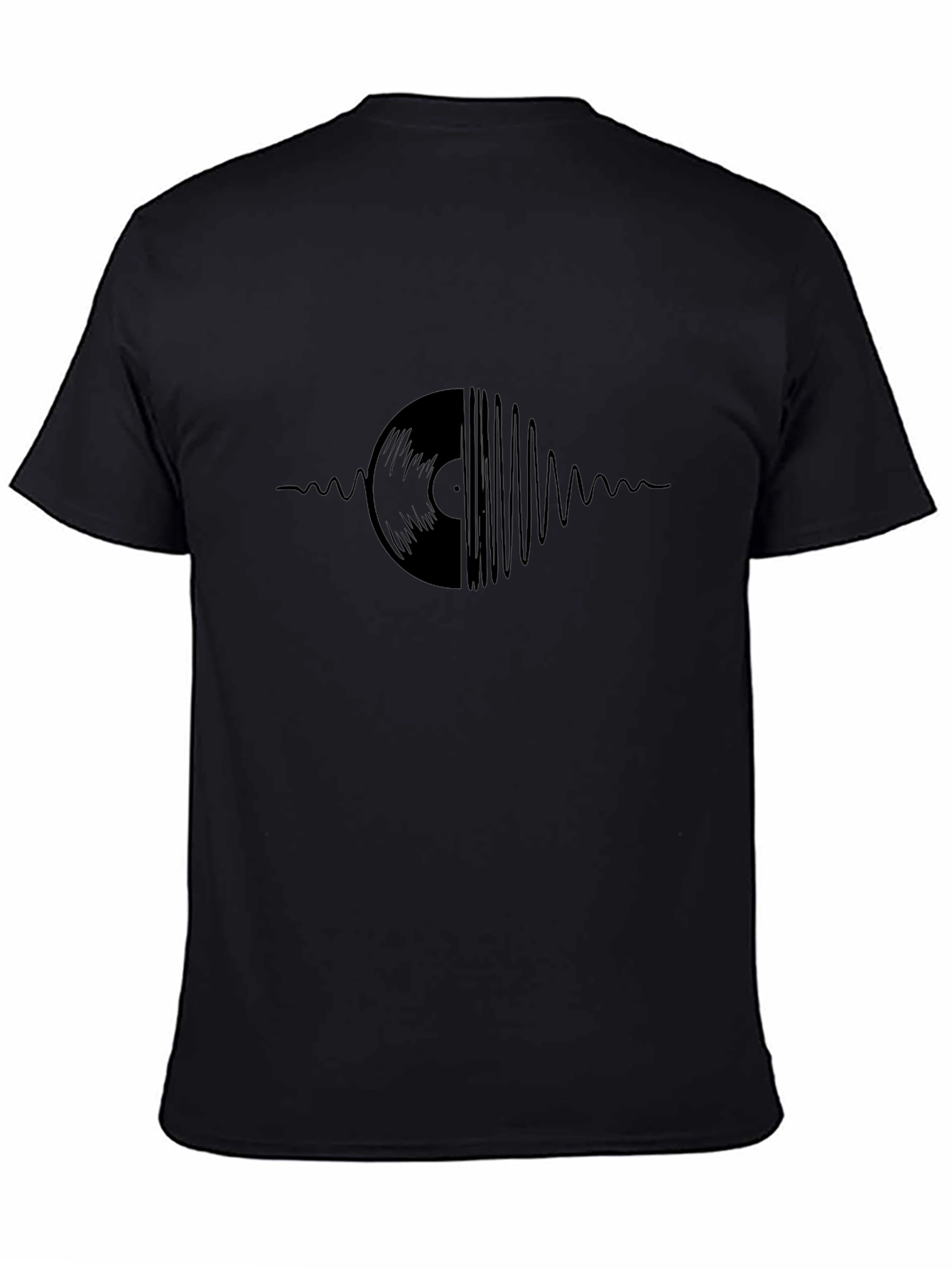 Black Retro Vinyl Record Wave Graphic T-Shirt - Classic Music Tee view 4