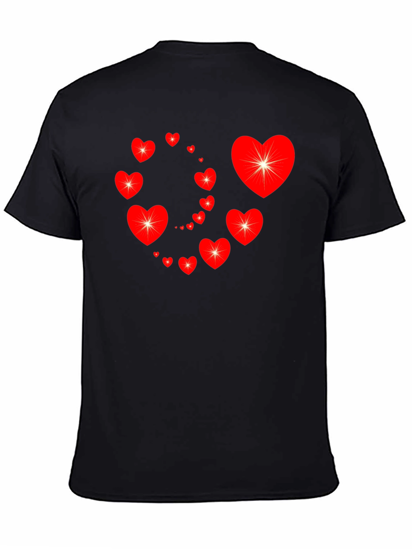 Black Heart Swirl Graphic Tee - Black Cotton Casual Shirt view 4